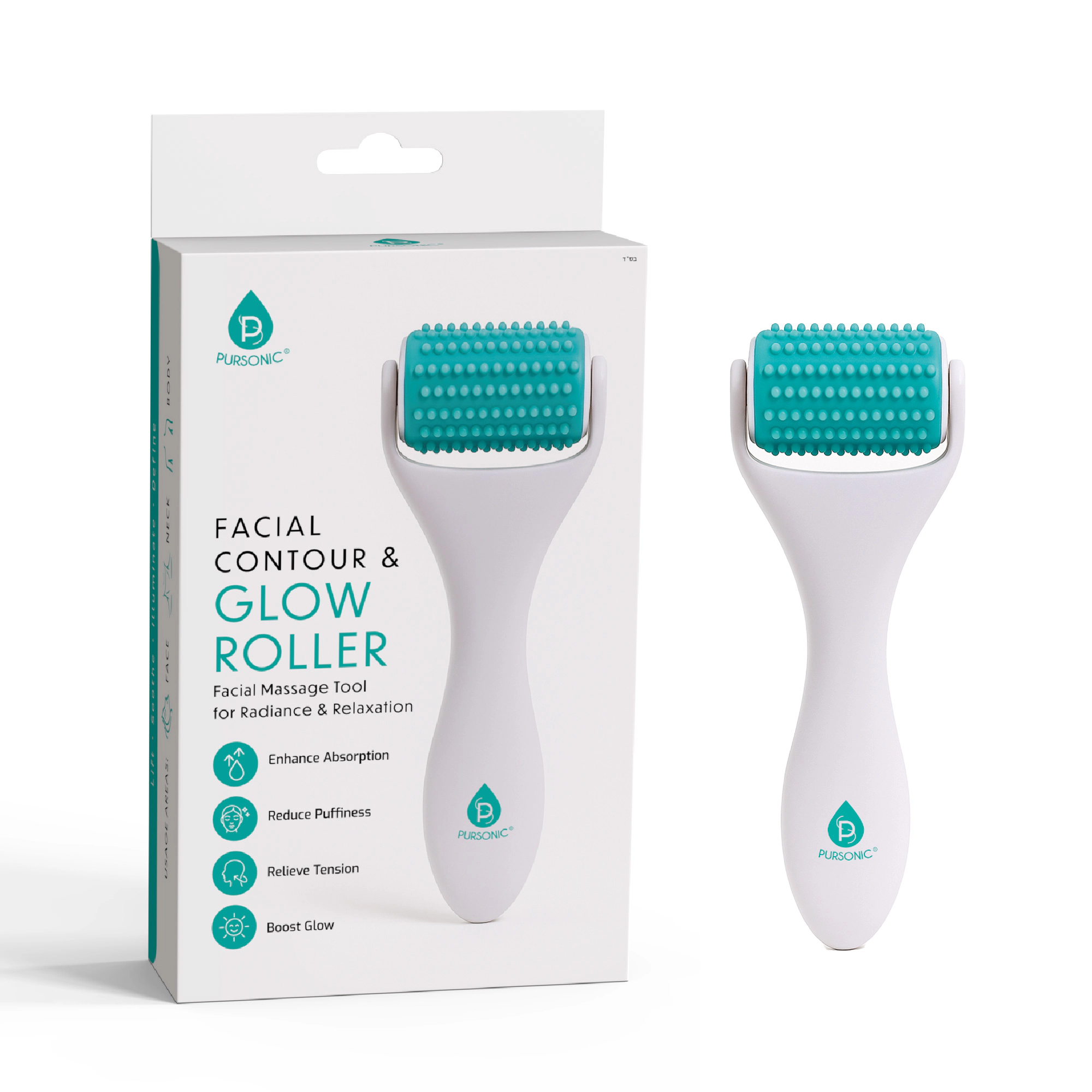 Pursonic Women's Facial Contour & Glow Roller Cooling Massage Tool for Skin Revitalization & Puffiness Reduction