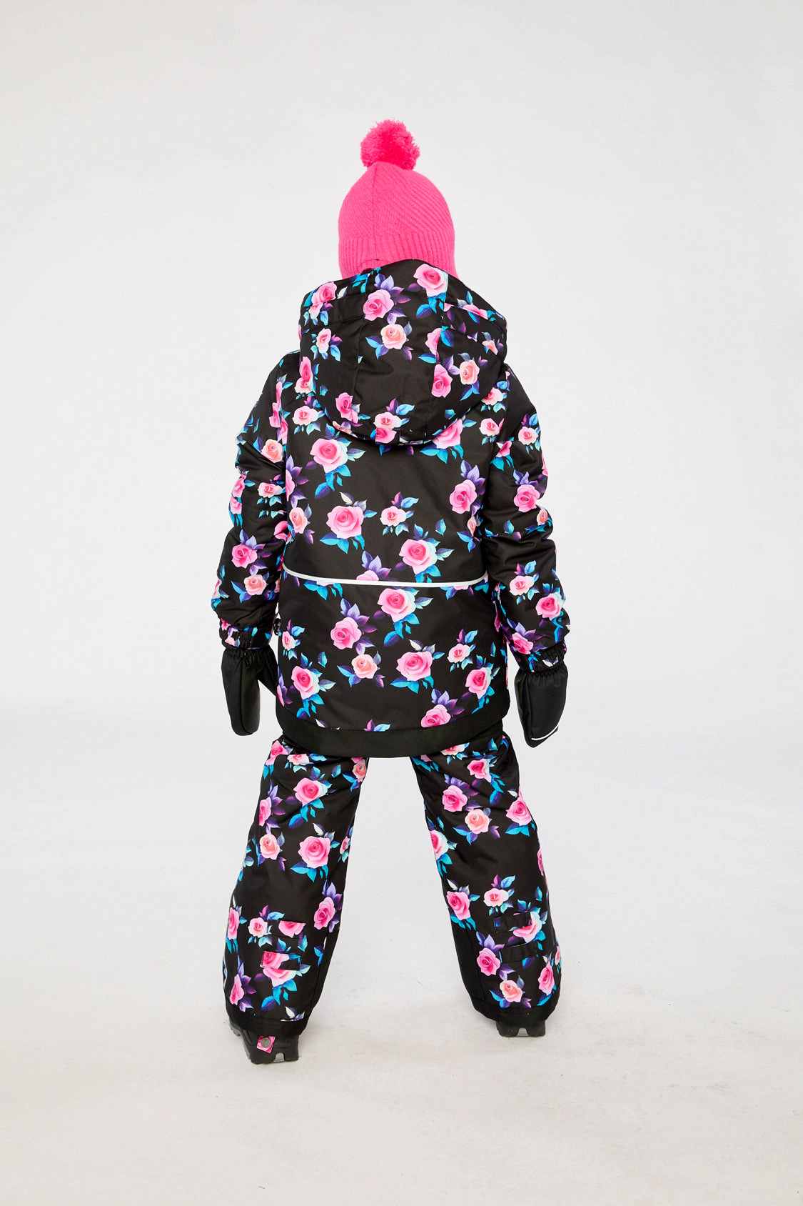 Deux par Girls Rose Print Two Piece Play Snowsuit with Hooded Jacket and Snow Pants