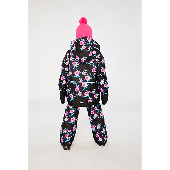 Deux par Deux Girls Rose Print Two Piece Play Snowsuit with Hooded Jacket and Snow Pants
