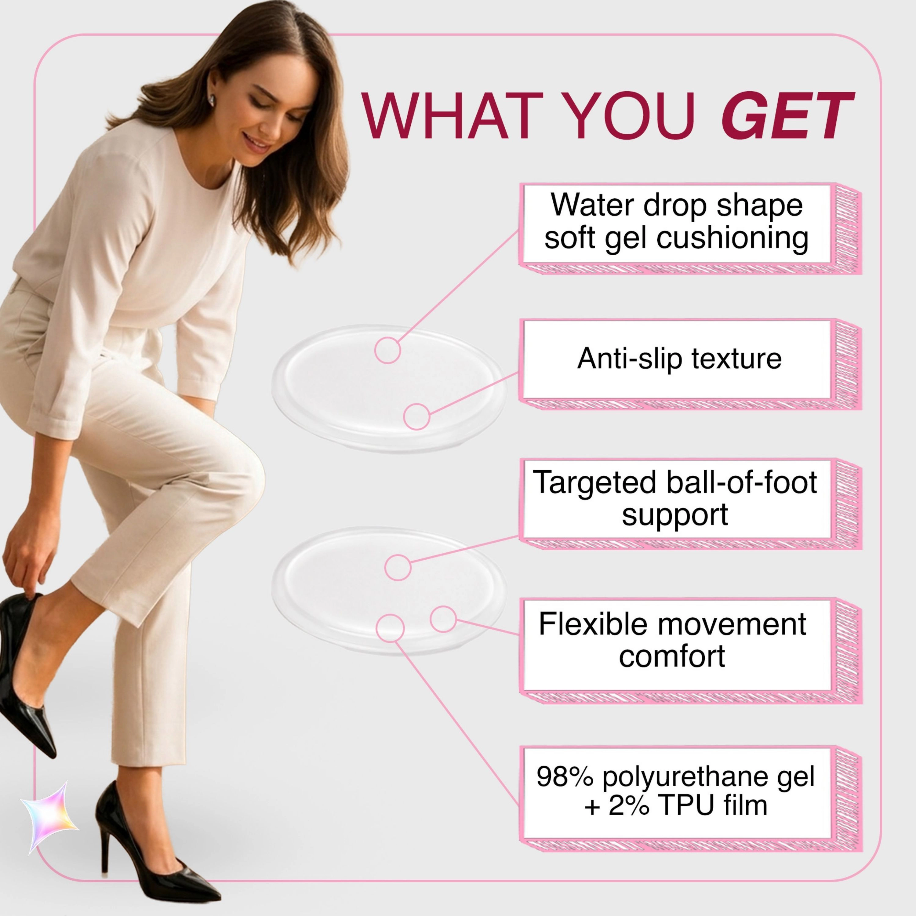 LECHERY Women's 2 Sheets of 12 Shoe Cushion Dots – Anti-Slip Gel Pads