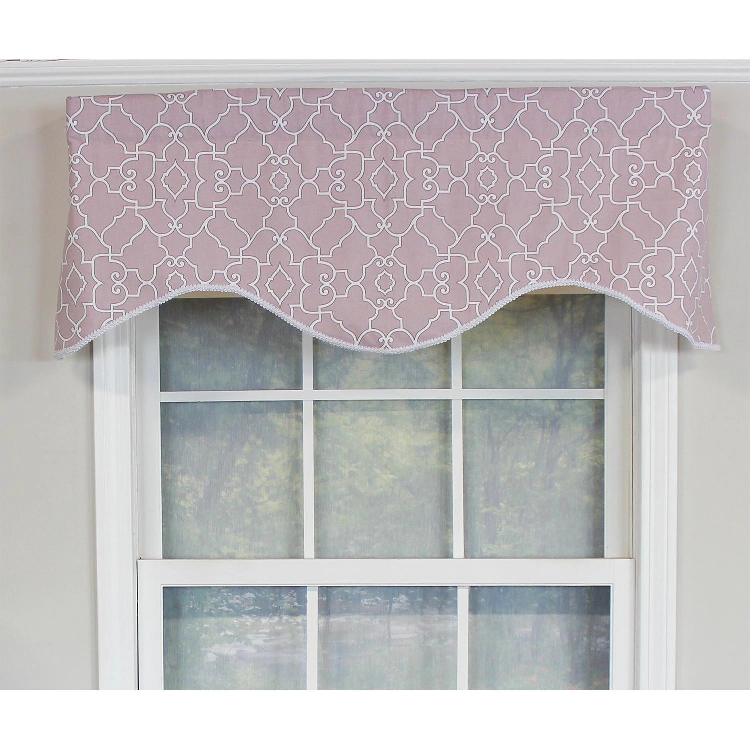 RLF Home Haven Trimmed Cornice 100% Cotton with Fully Lined 3" Rod Pocket Valnance for Windows 50" x 17" Quartz