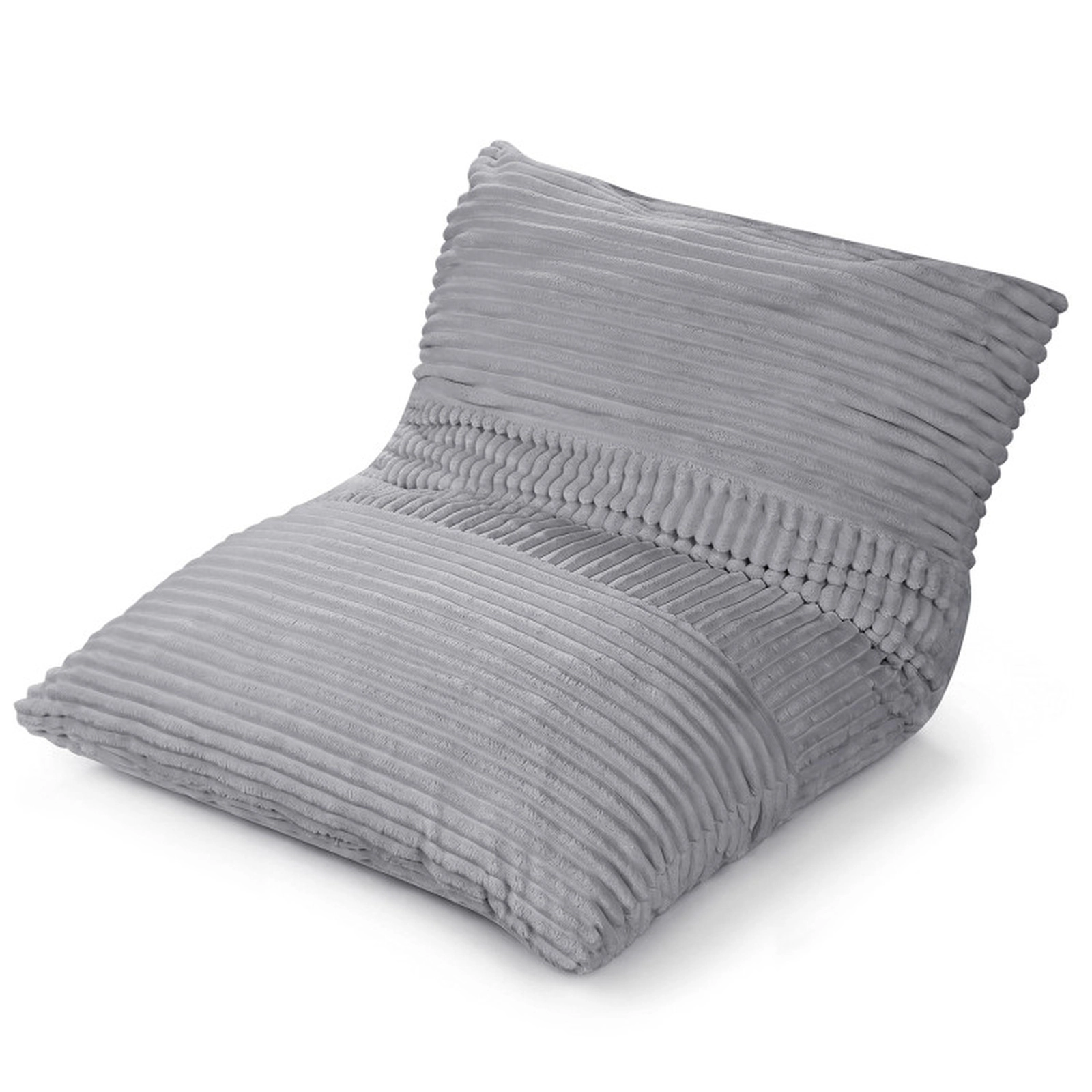 SUGIFT 3-in-1 Convertible Wide Wale Corduroy Large Bean Bag Chair 73-in x 53-in 36-lb Net Weight Light Gray
