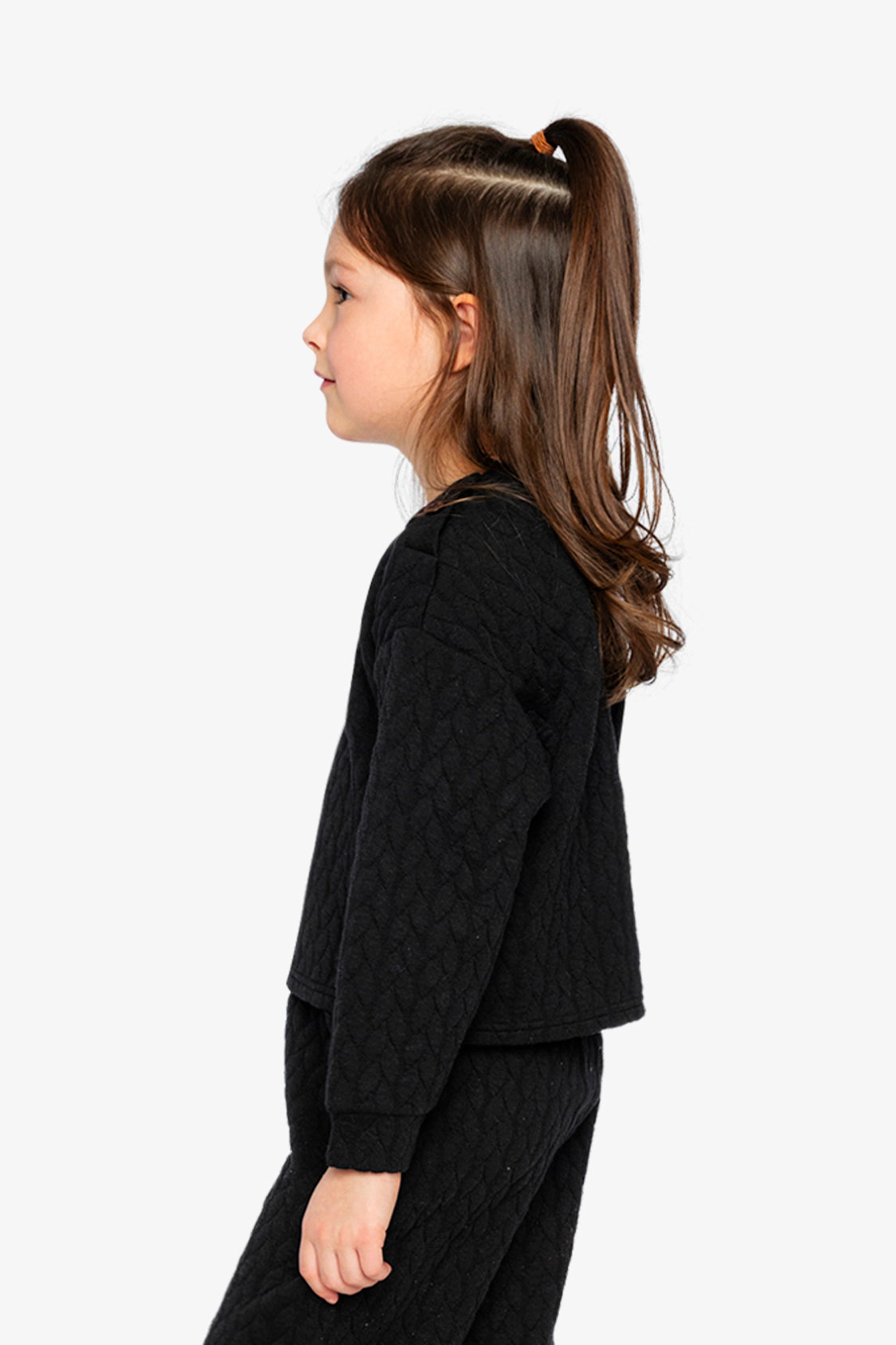 Deux par Girls Quilted Diamond Jacquard Sweatshirt