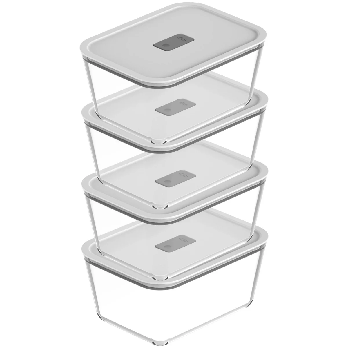 OU Glass Food Storage Container Set 8pc, Airtight Leak Proof Lids w/ Microwave Valve, Microwave Freezer Dishwasher Safe