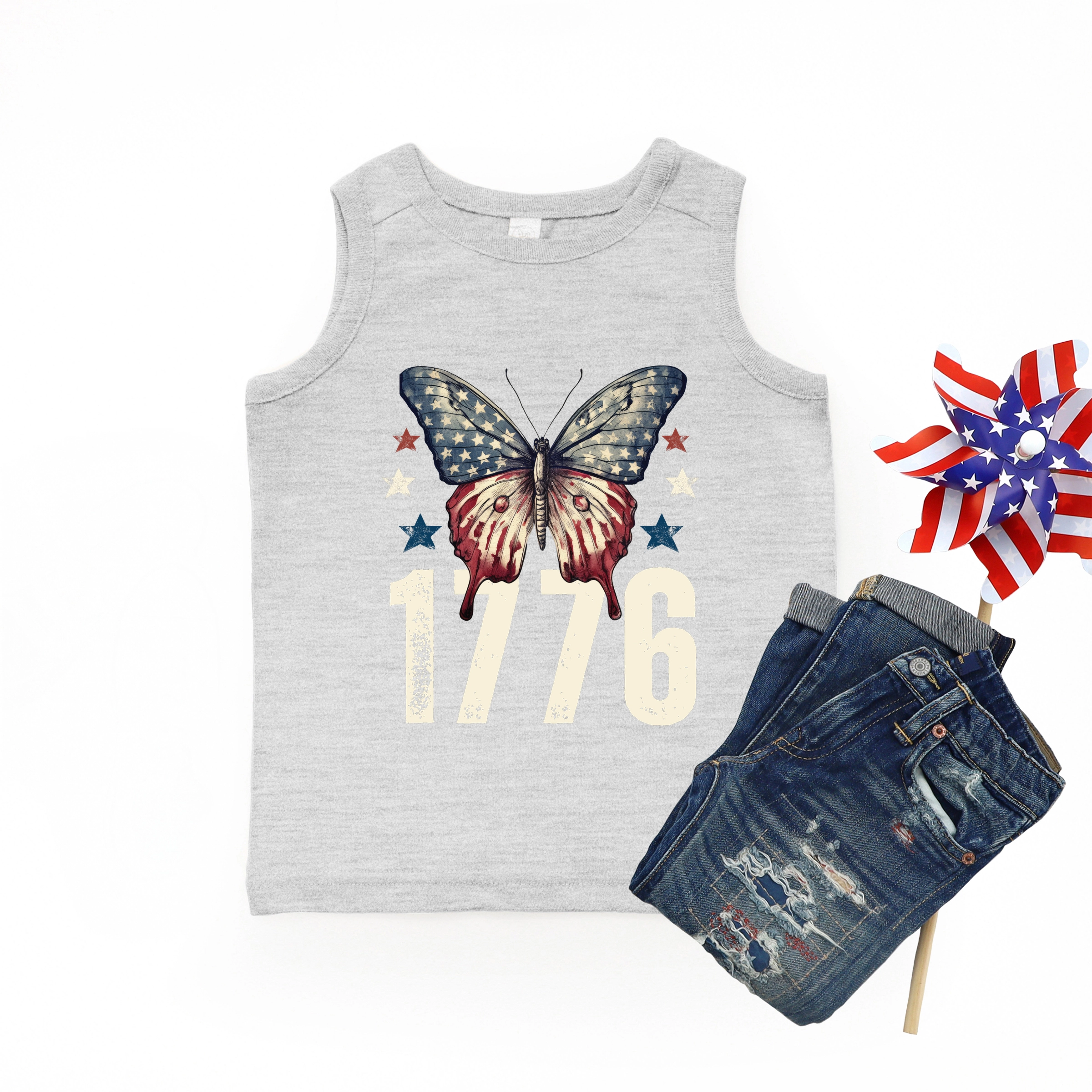 The Juniper Shop - 1776 Butterfly Patriotic Youth Tank Top