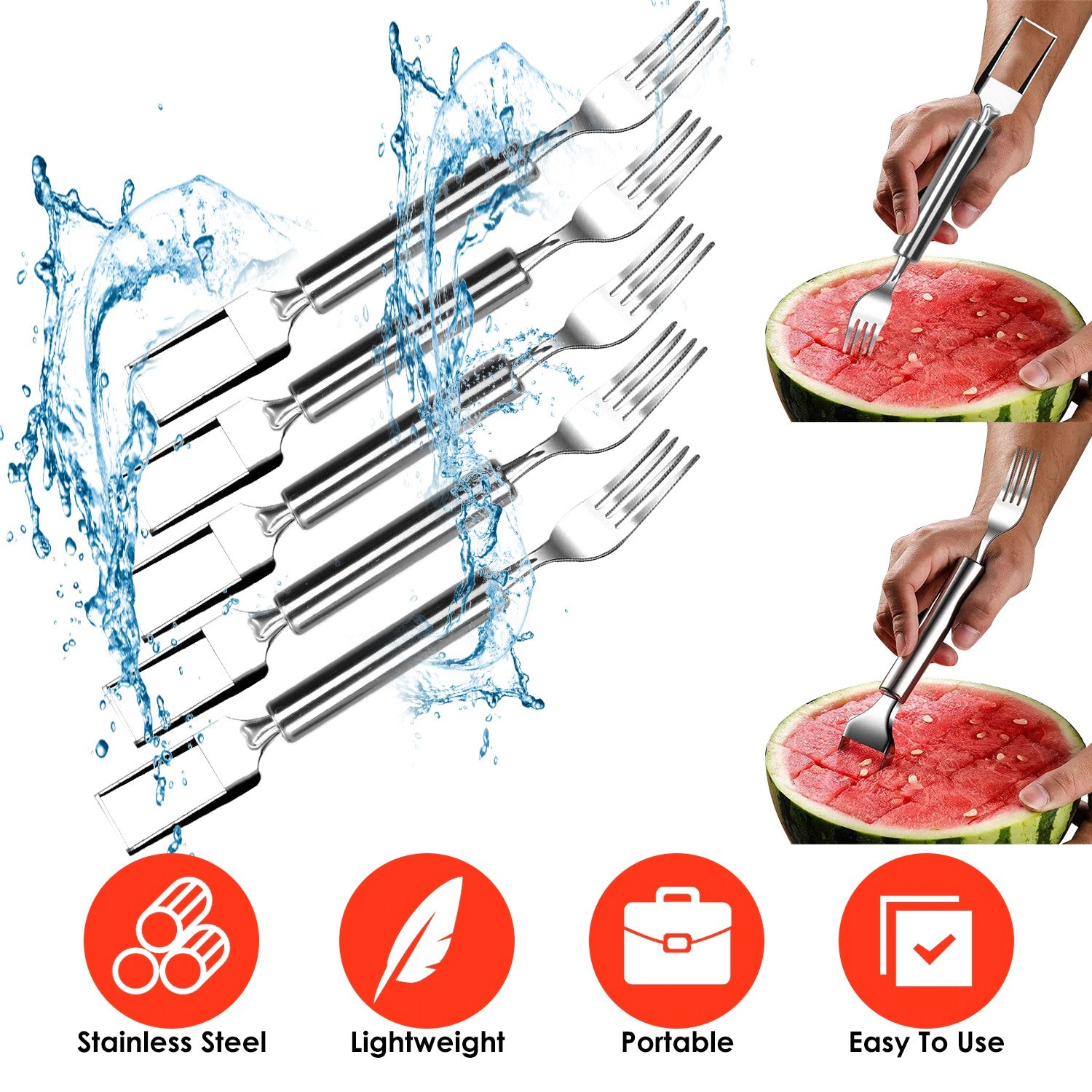 GBruno 2-in-1 Stainless Steel Watermelon Slicer, 5 Pcs
