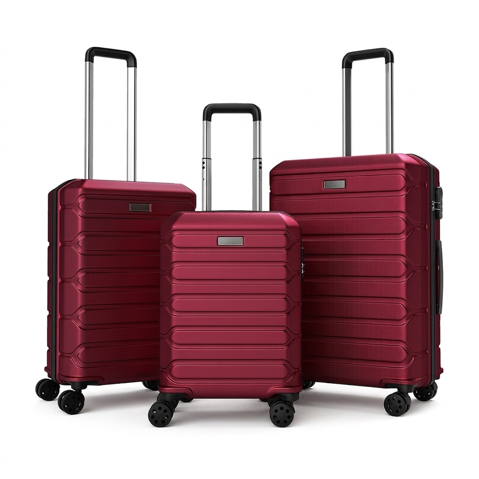 SUGIFT 3-Piece Hardside Luggage Camping Chair Set with 8-Spinner Wheels Red
