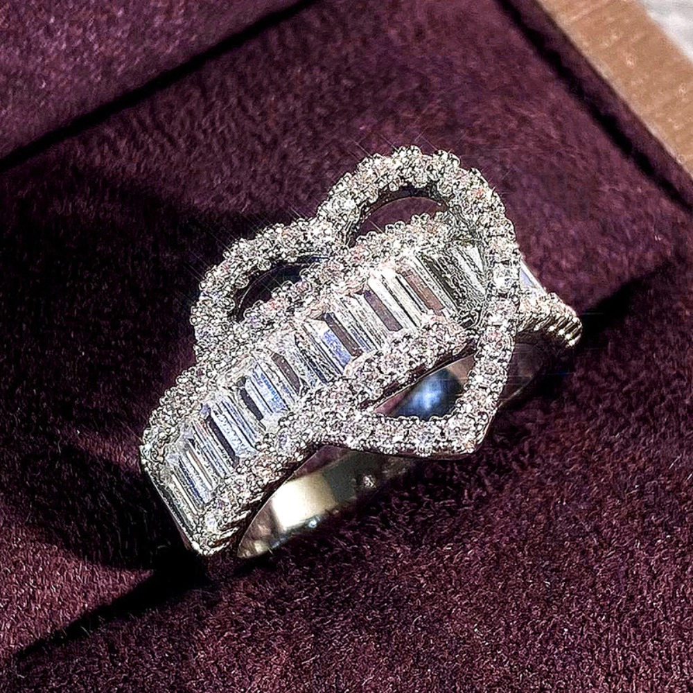 Novel Heart Love Jewelry Ring Women Romantic Wedding Band Accessories