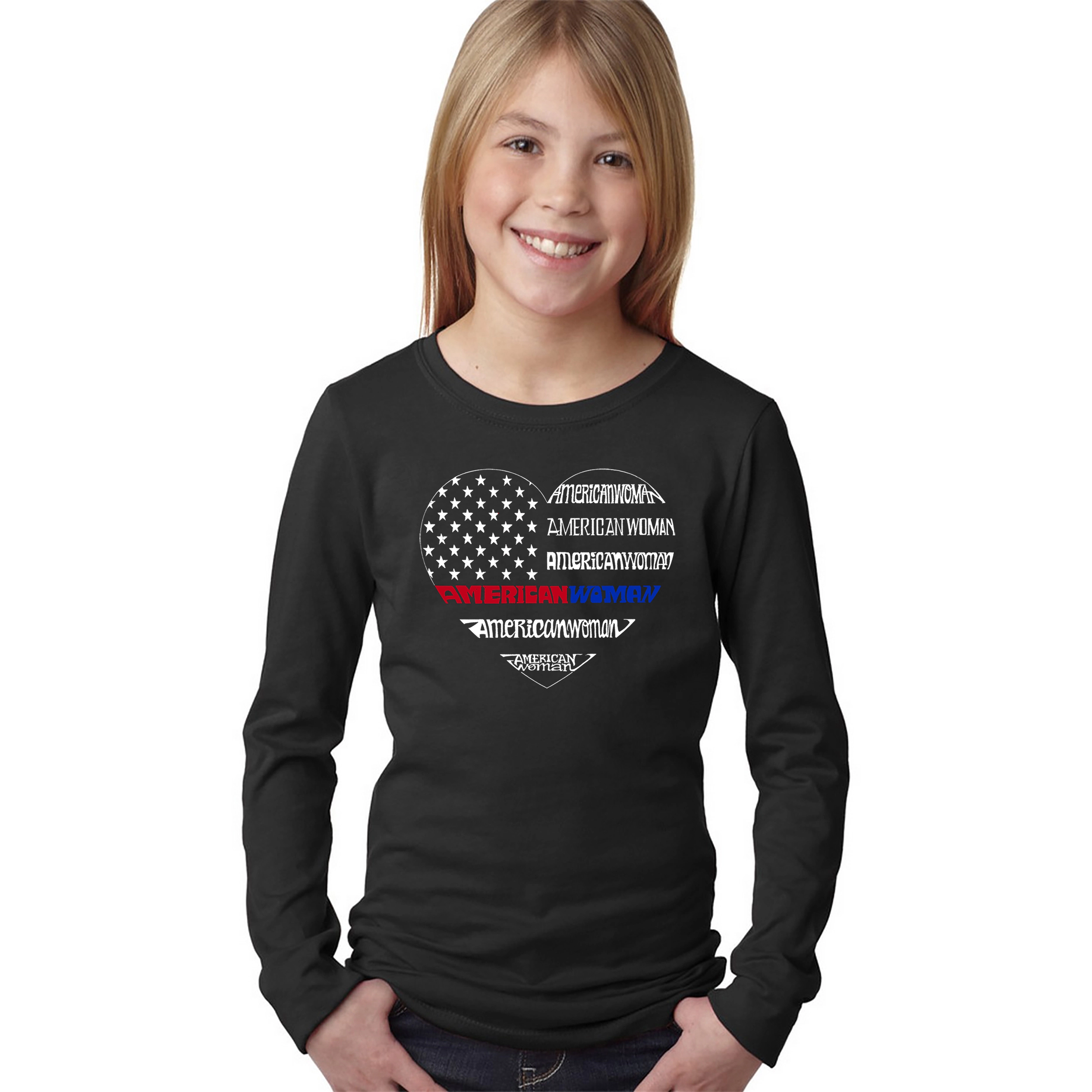 LA Pop Art Girls Long Sleeve Word T-Shirt