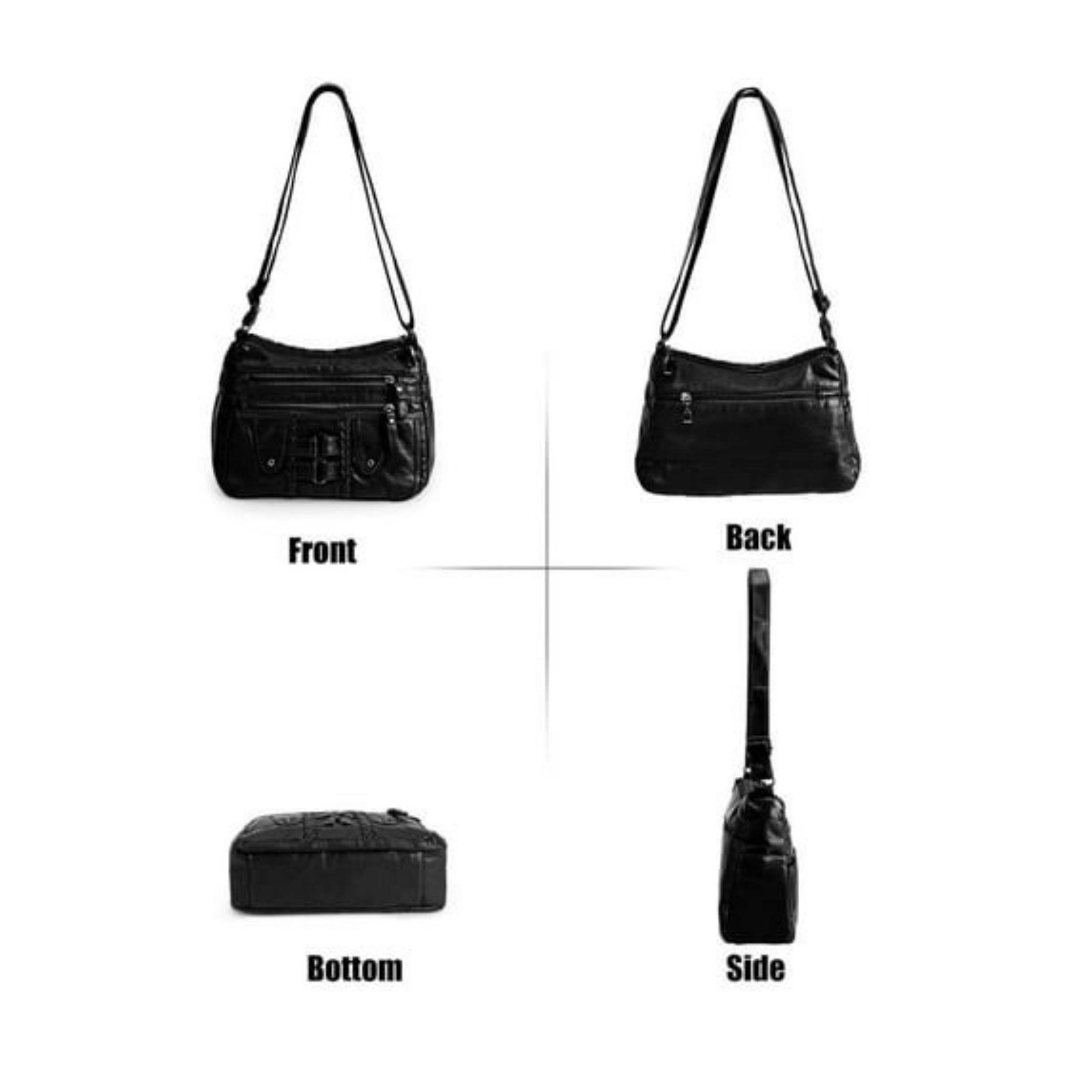 Home Collection Women’s Soft PU Leather Multi Pocket Crossbody Shoulder Bag