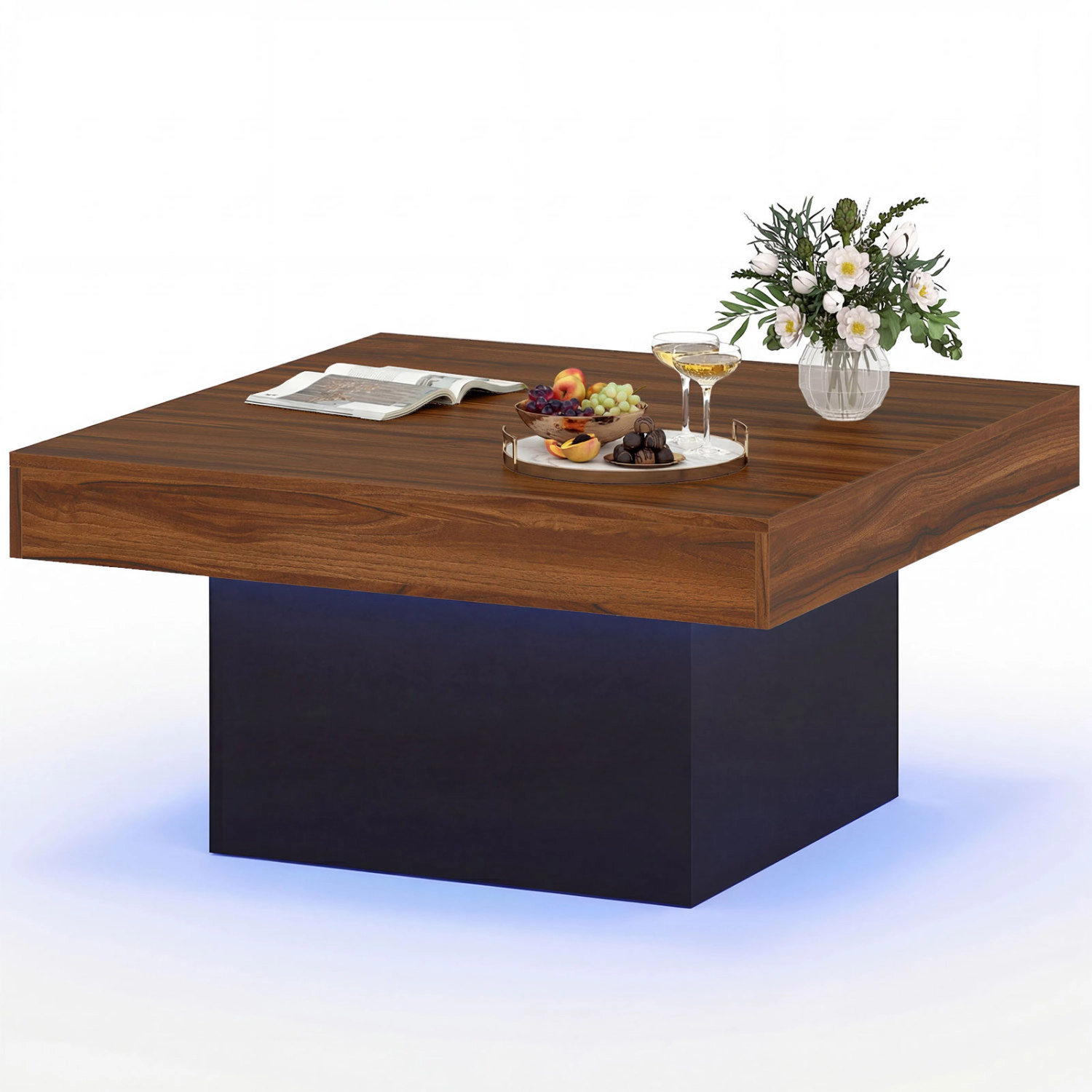 SUGIFT 35.5-in 165-lb Capacity Square LED Accent Coffee Table with 21 Dynamic Modes and 20 Static Colors
