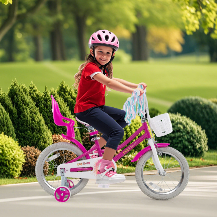 Hivvago Kids Bike 16 Inch with Training Wheels and 2 Brake System for 4-7 Years Old