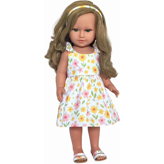MBD® 18 Inch Doll Clothes- Summer Floral Dress Complete with Sandals and Headband fits 18 Inch Kennedy and Friends Dolls