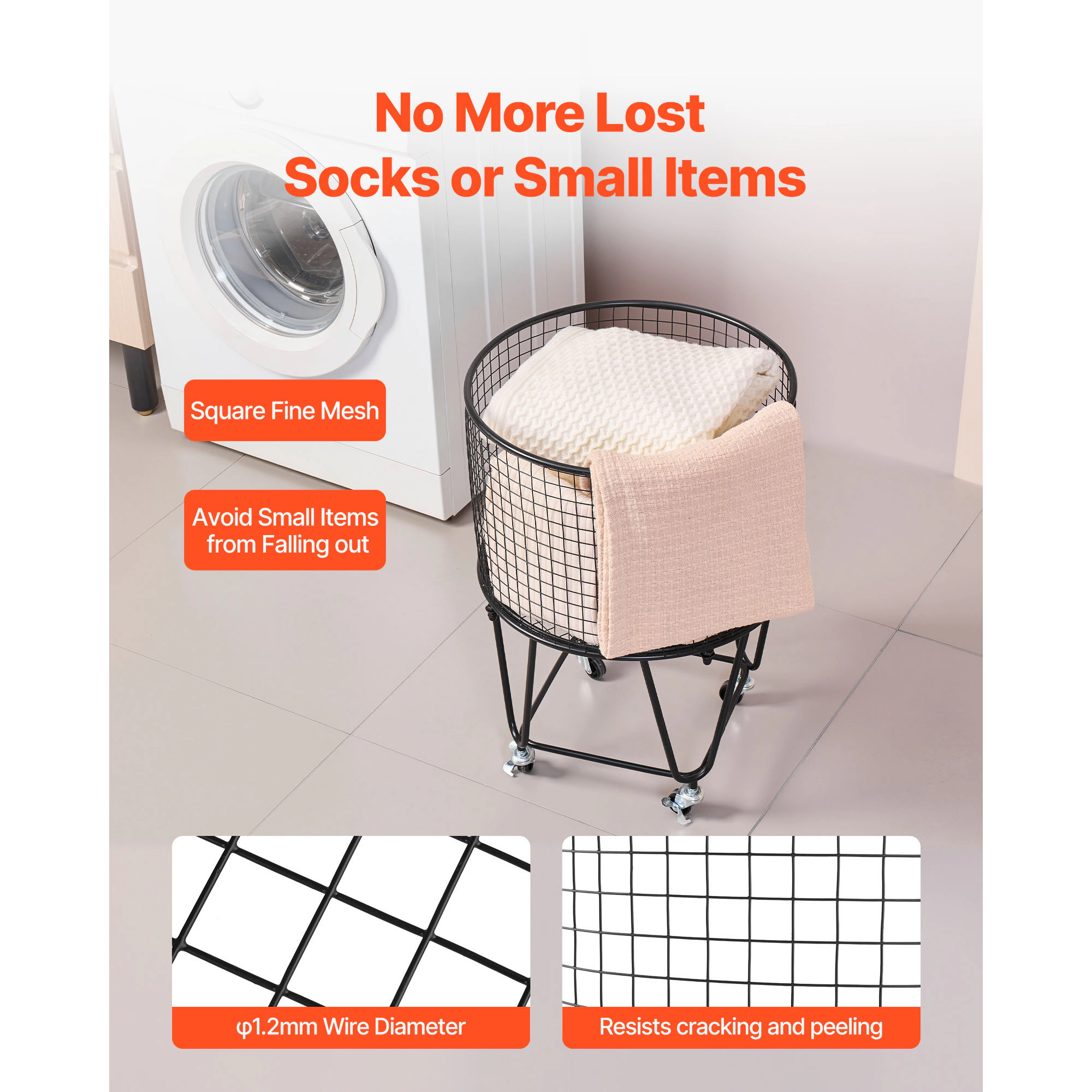 HONGGE Heavy Duty Laundry Cart with Swivel Wheels, Large Load Capacity Shopping Basket for Grocery Camping Luggage