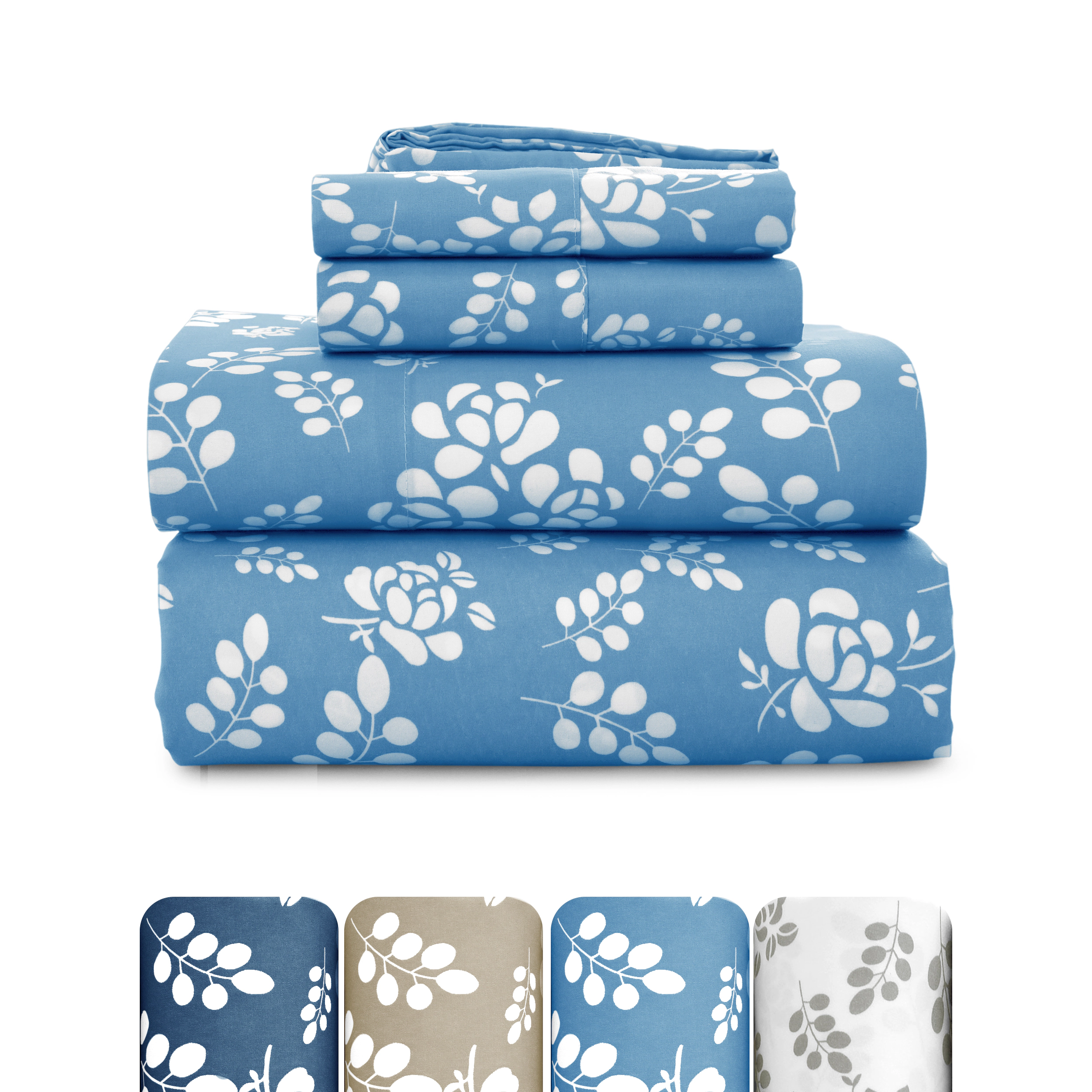 Lux Decor Collection Floral Sheet Set Ultra Soft Deep Pocket Printed Bed Sheets