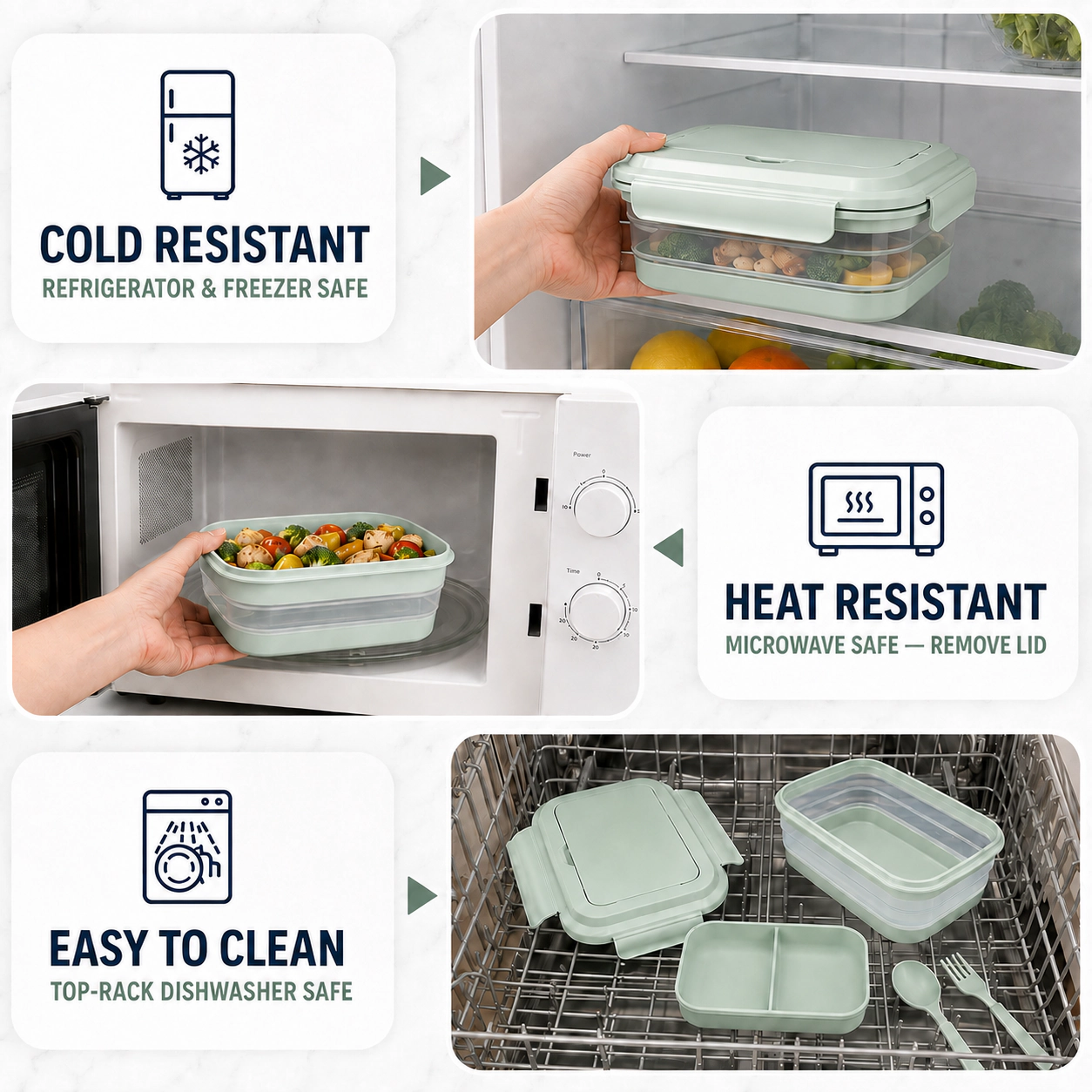 CHEFSPOT Collapsible Silicone Bento Lunch Box With Utensils