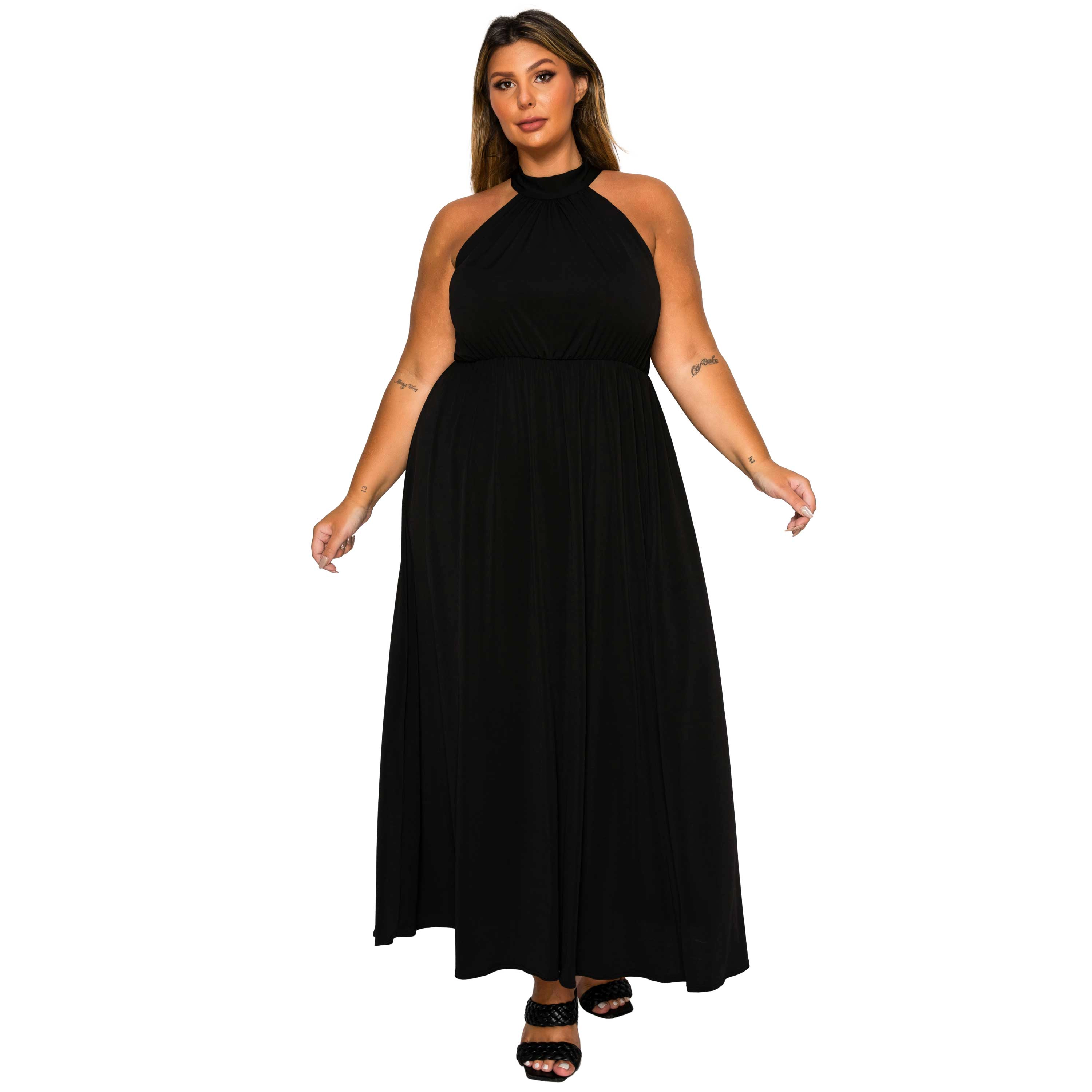 L I V D Women's Plus Cassia Halter Neck Dress
