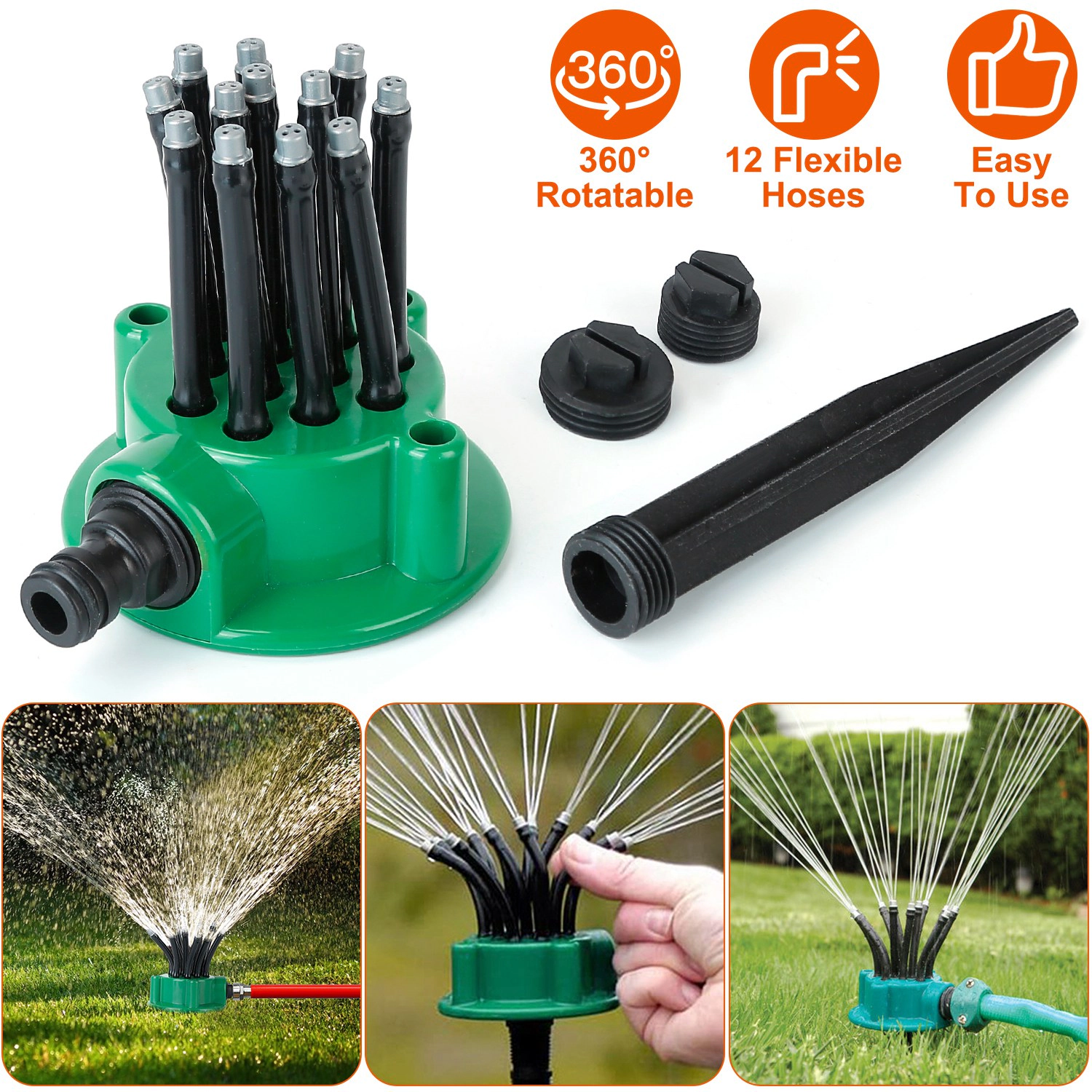 GBruno 360-Degree 12-Tube Lawn Sprinkler
