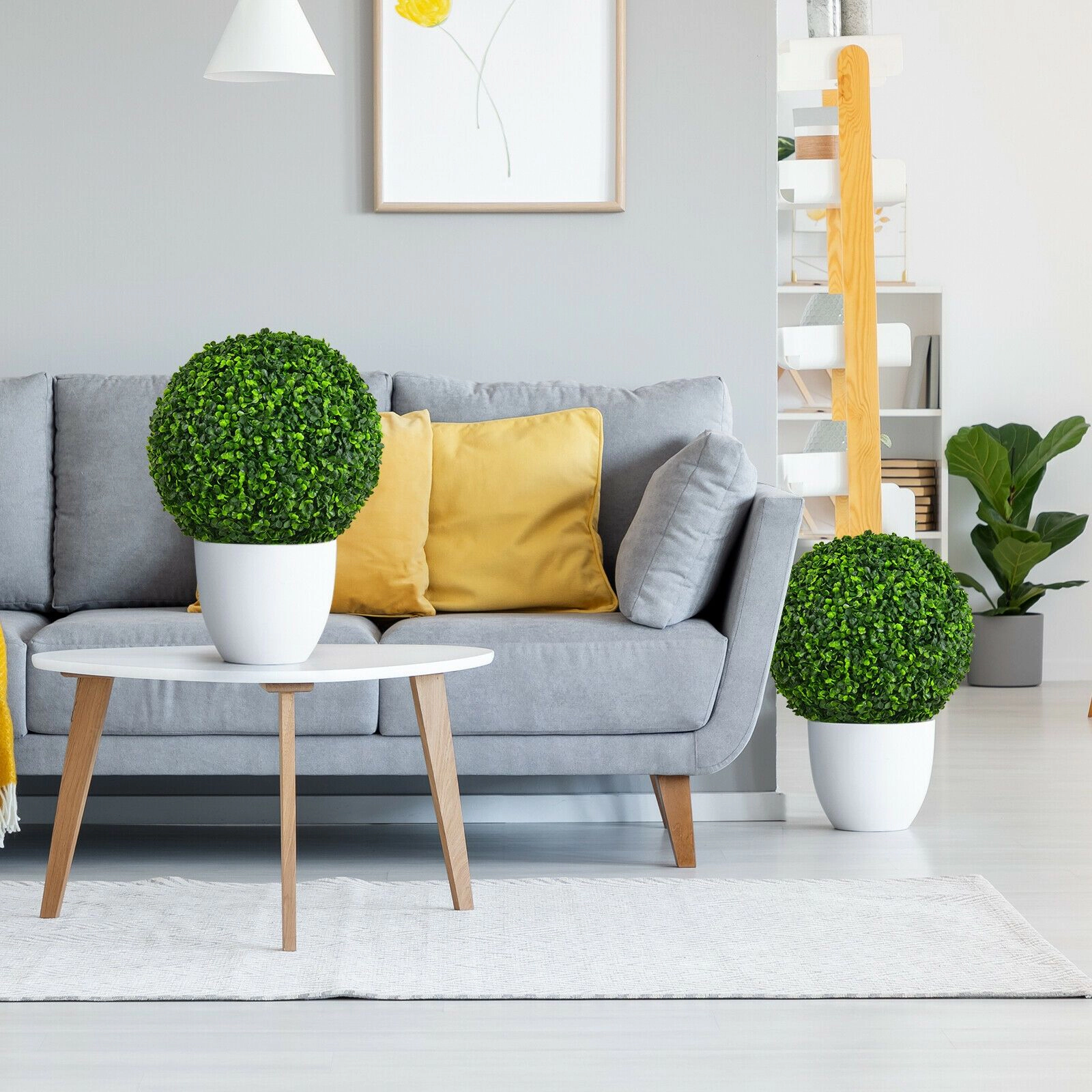 SlickBlue Artificial Boxwood Topiary Ball with UV Resistant PE Leaves