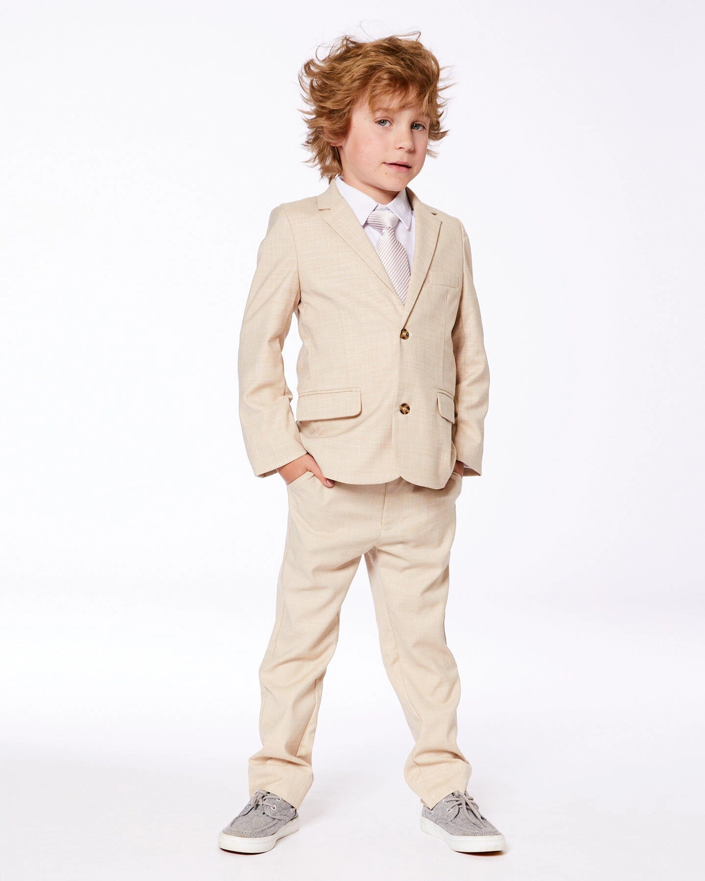 Deux par Boys Two-Button Tailored Blazer with Flap Pockets