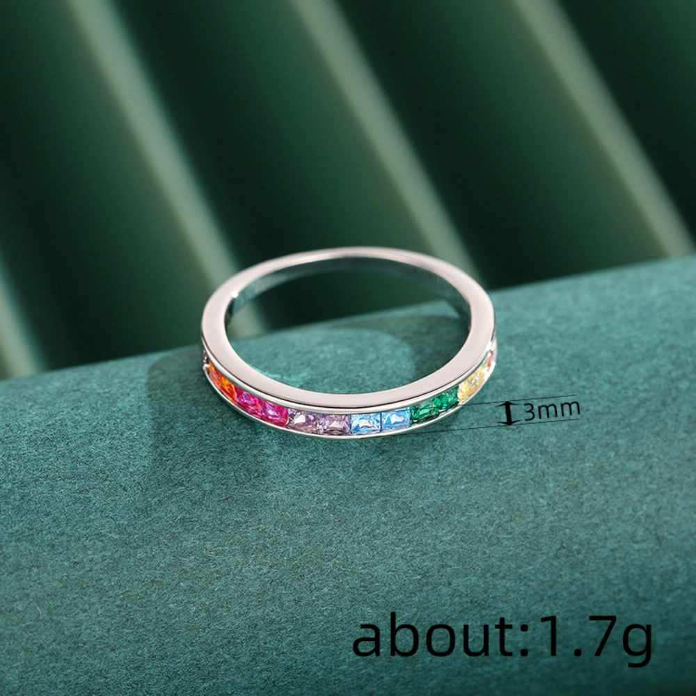 18K Silver Plated Eternity Bands with Colorful Cubic Zirconia