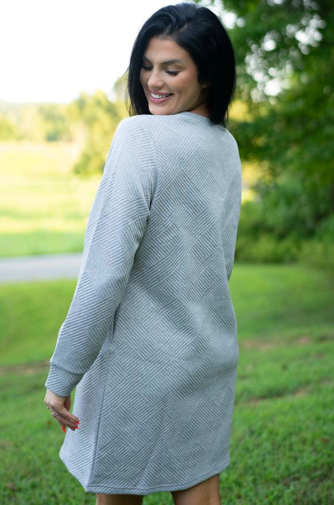 Threaded Pear Women's Quincy Textured Long Sleeve Dress