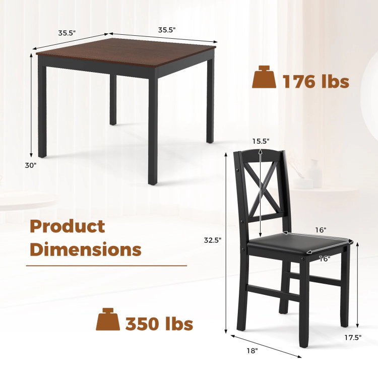 Hivvago 3-Piece Dining Table Set Wooden Square Kitchen For 2 People