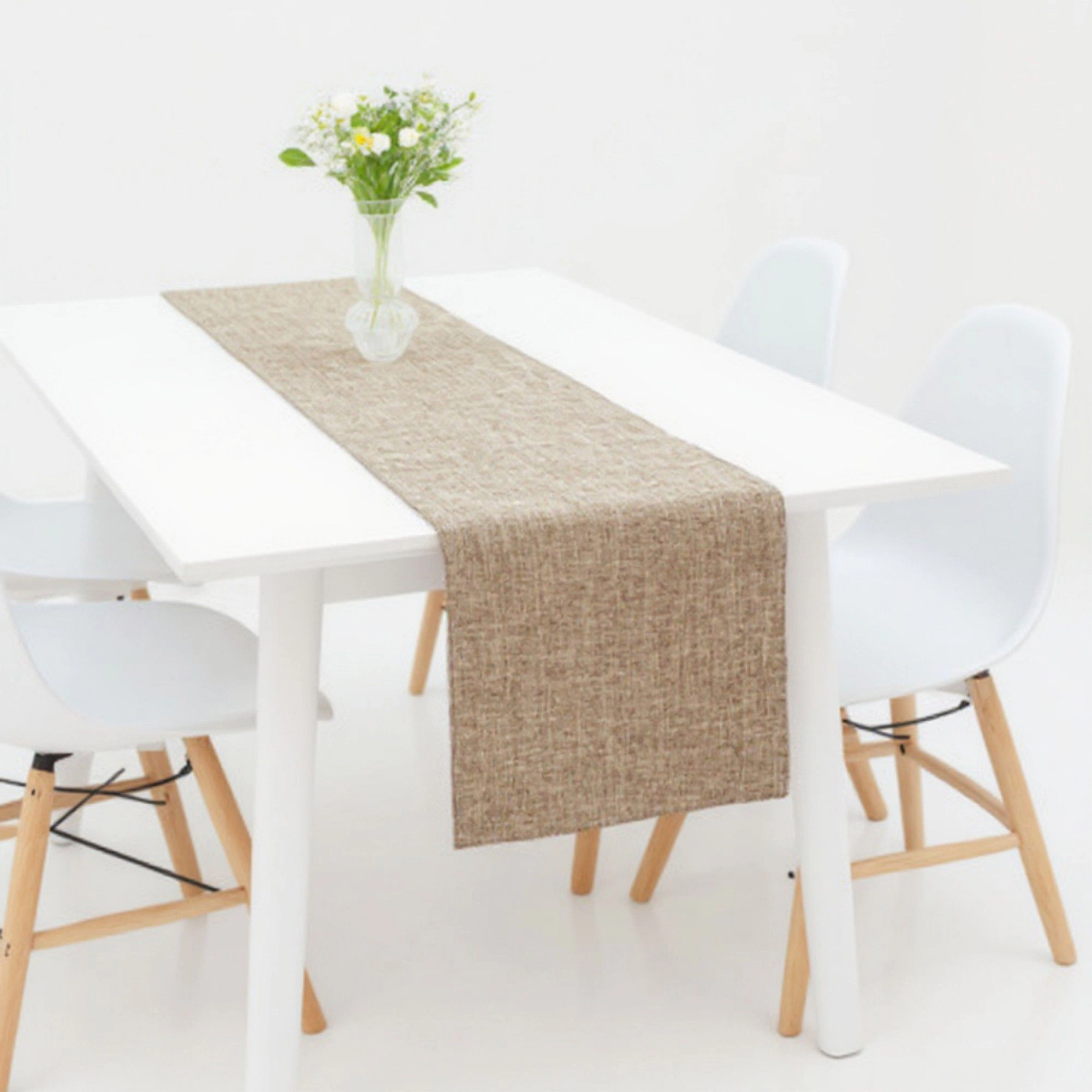 Alilang Unisex Solid Woven Table Runner with Textured Linen-Look Finish
