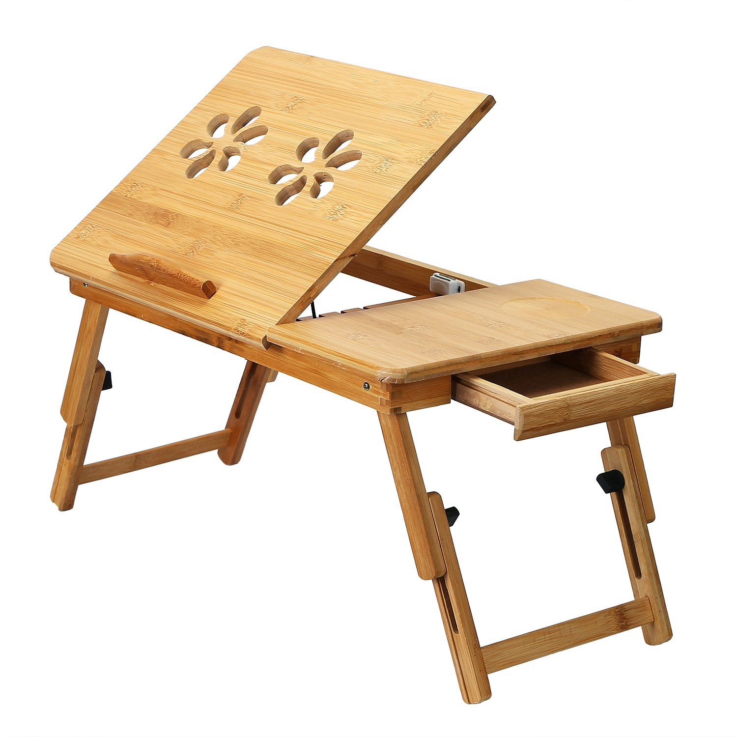 GBruno Bamboo Adjustable Laptop Desk With Drawer