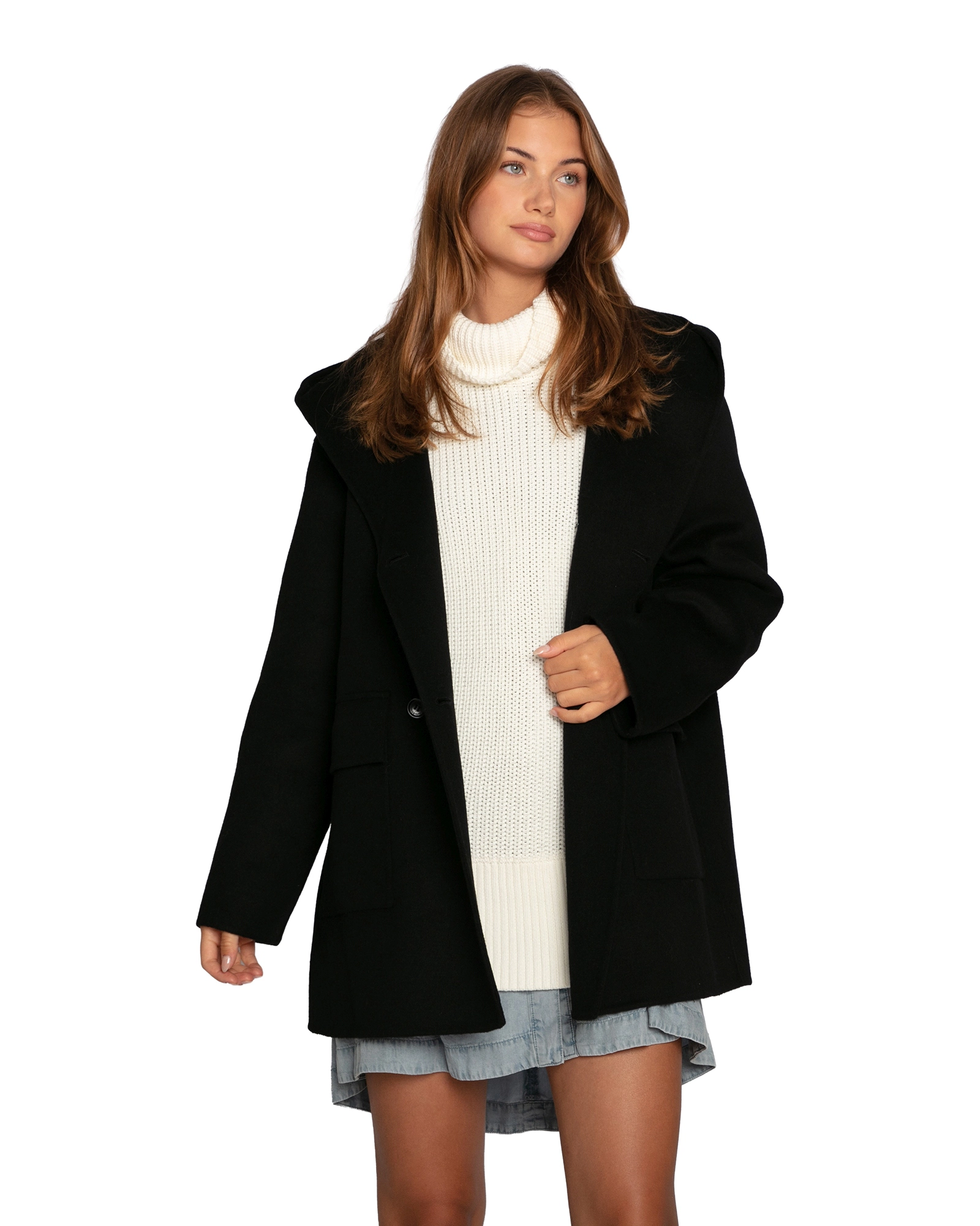 Belle & Bloom Coastal Edit Hooded Wool Blend Coat