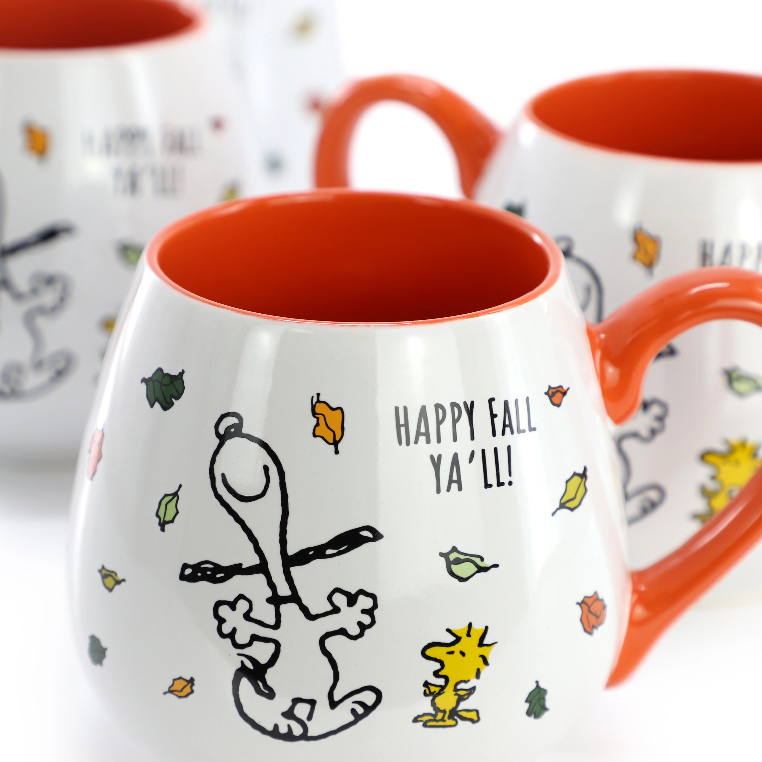 Peanuts Happy Fall Ya'll 20 Ounce 6 Piece Stoneware Mug Set in Orange