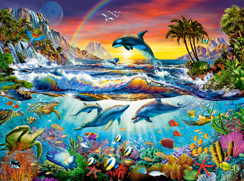 CASTORLAND 3000 Piece Jigsaw Puzzles, Paradise Cove, Ocean Wildlife, Dolphin, Animal puzzle, C-300396-2