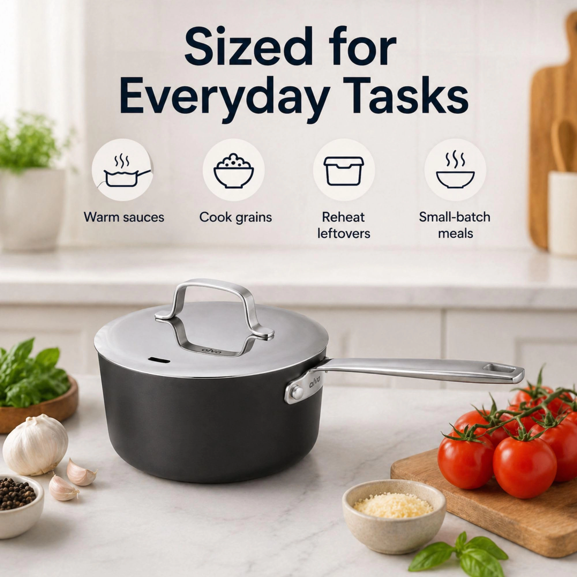 Alva Maestro 2-Quart Ceramic Nonstick Saucepan with Lid