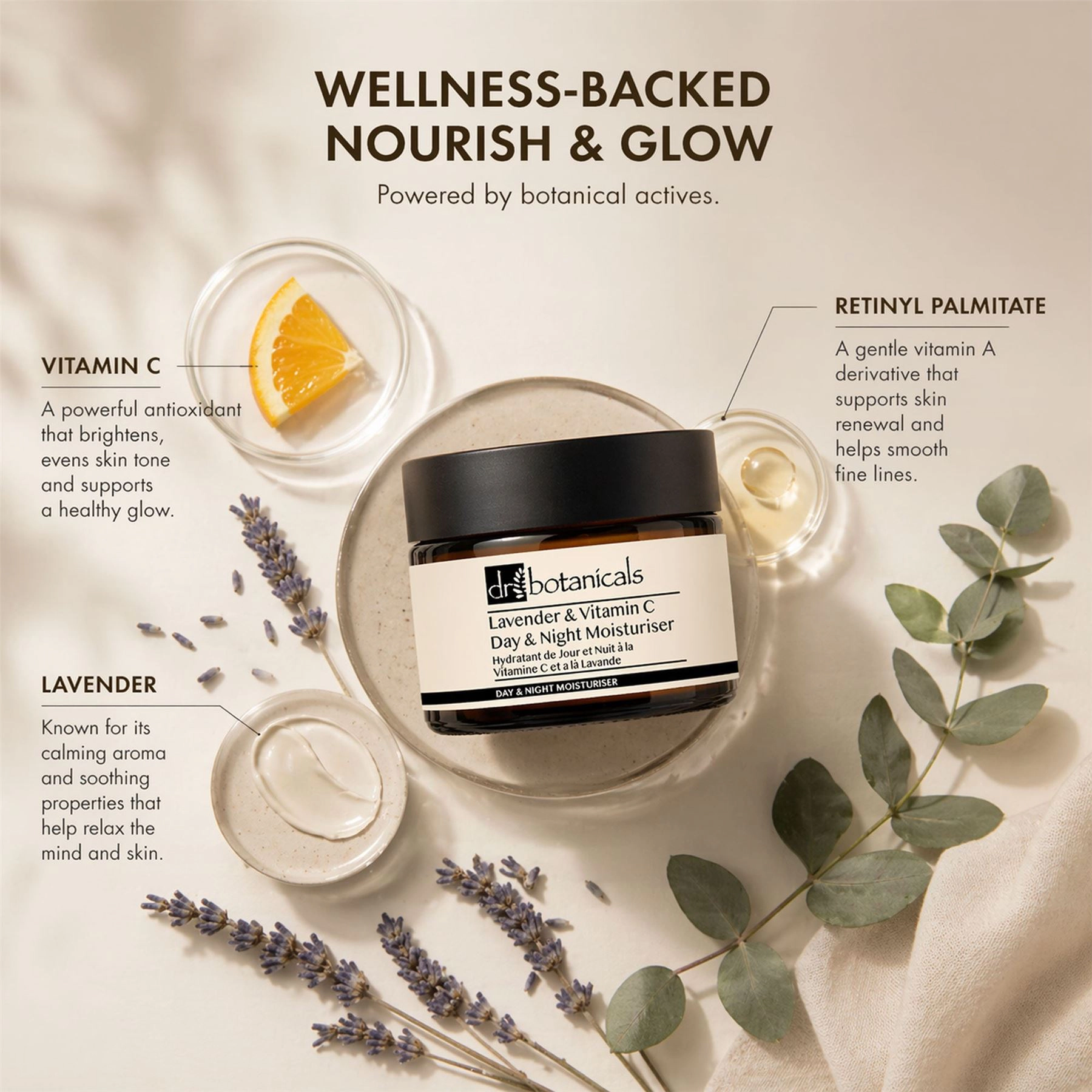 Dr Botanicals Lavender & Vitamin C Revitalising Moisturiser - Glow and Hydration