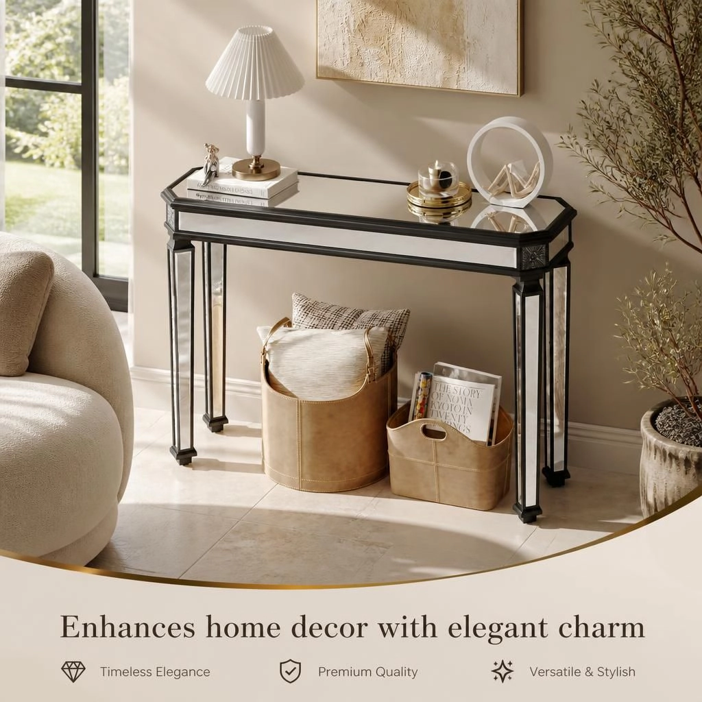 GOODSILO Slim Long Narrow Console Table Solid Wood Frame