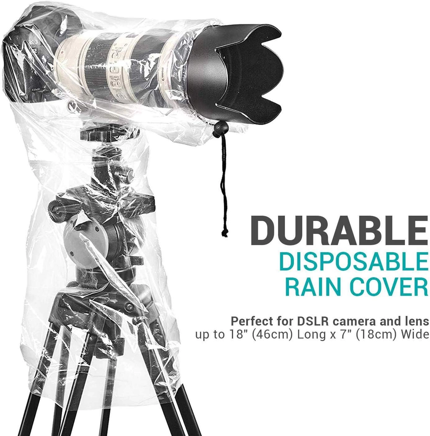 Movo (5 Pack) RC1 Clear Rain Cover for DSLR Camera Lens up to 18 Long
