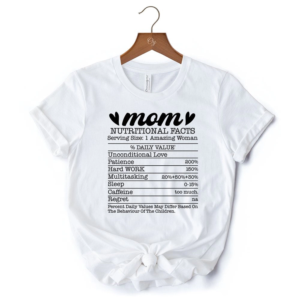 OrnamentallyYou Womens Mom Nutritional Facts Funny T-Shirt