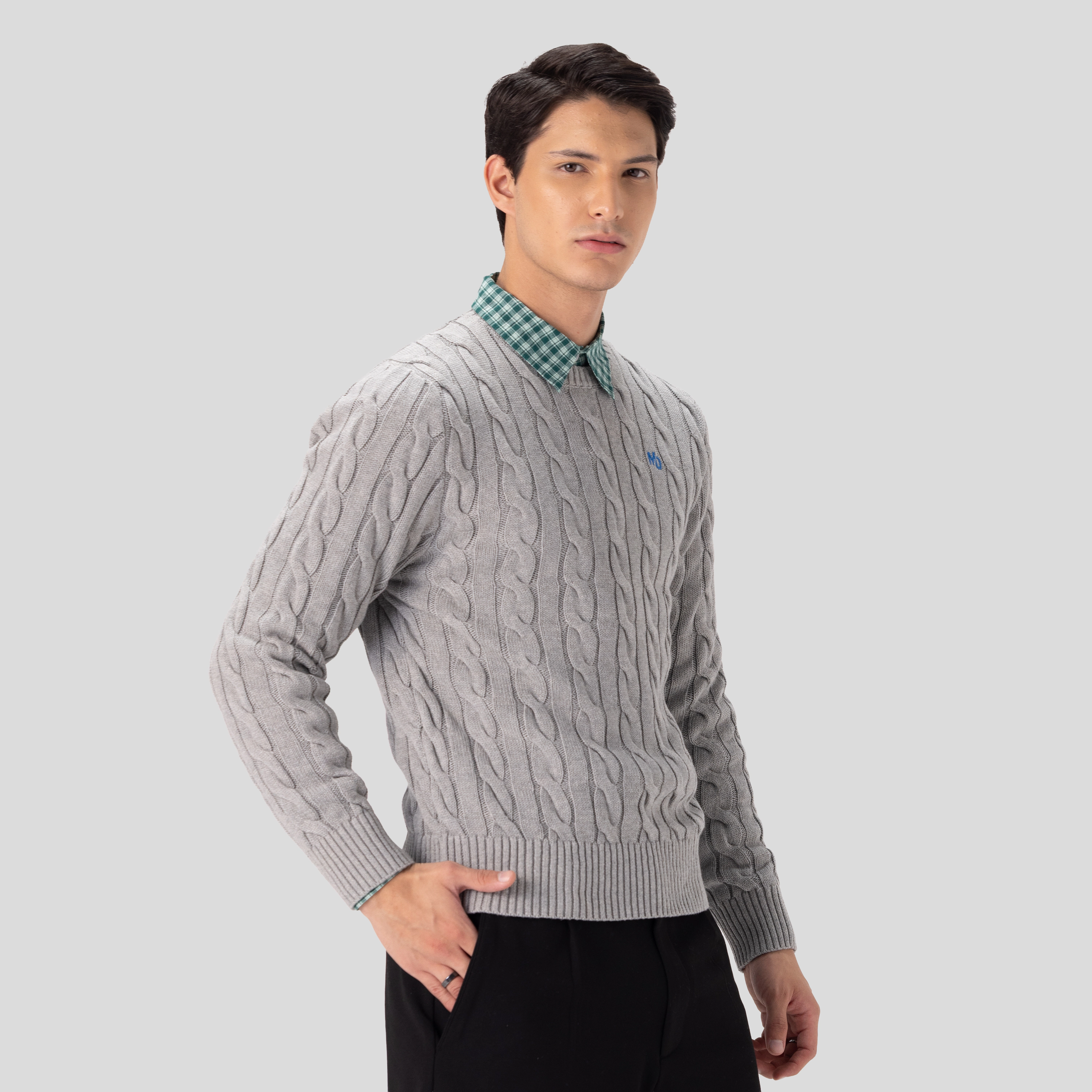 Members Only Men's Crew Neck Cable Sweater