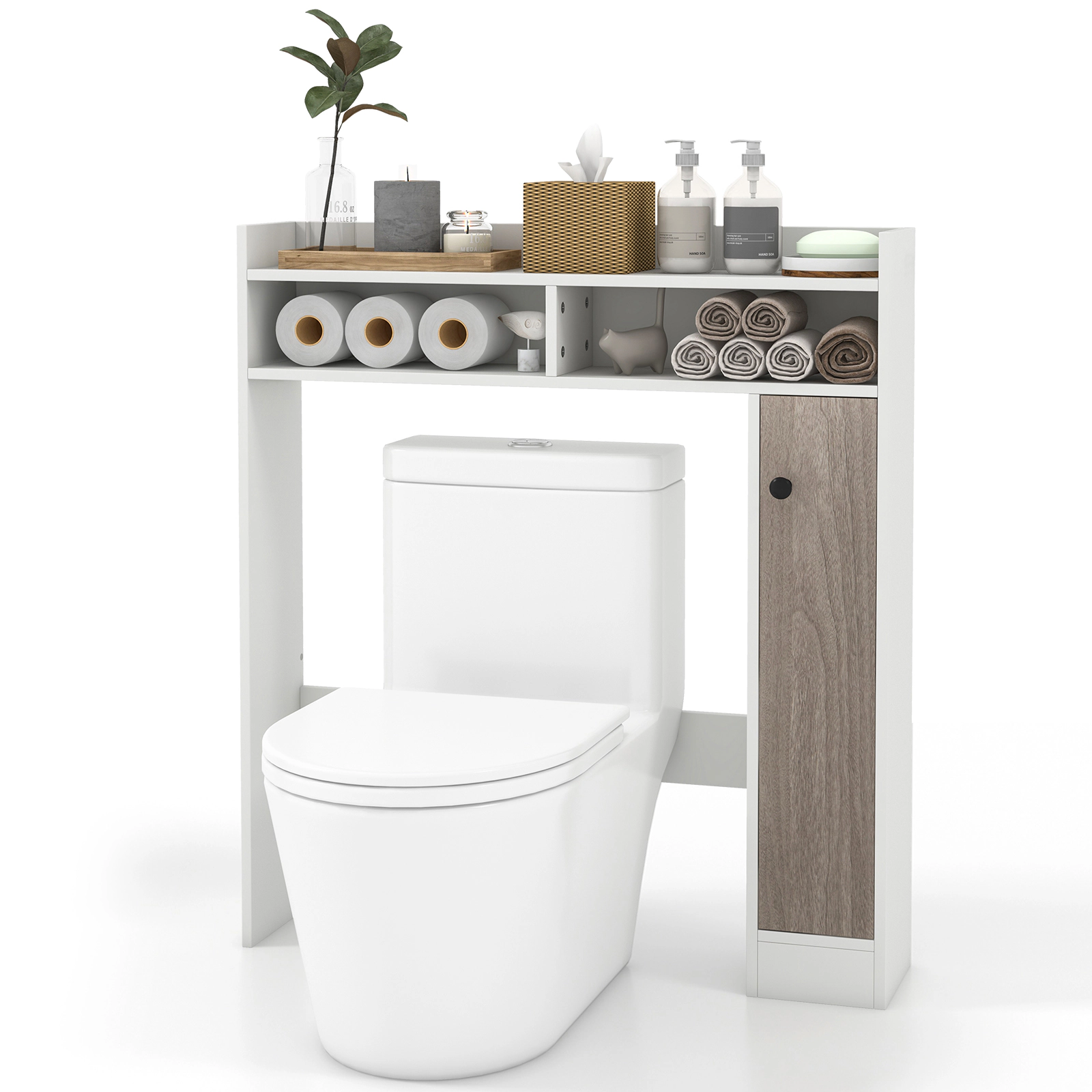 SUGIFT 100-lb Capacity Over the Toilet Storage Organizer with 2 Adjustable Shelves and 3-Position Bar