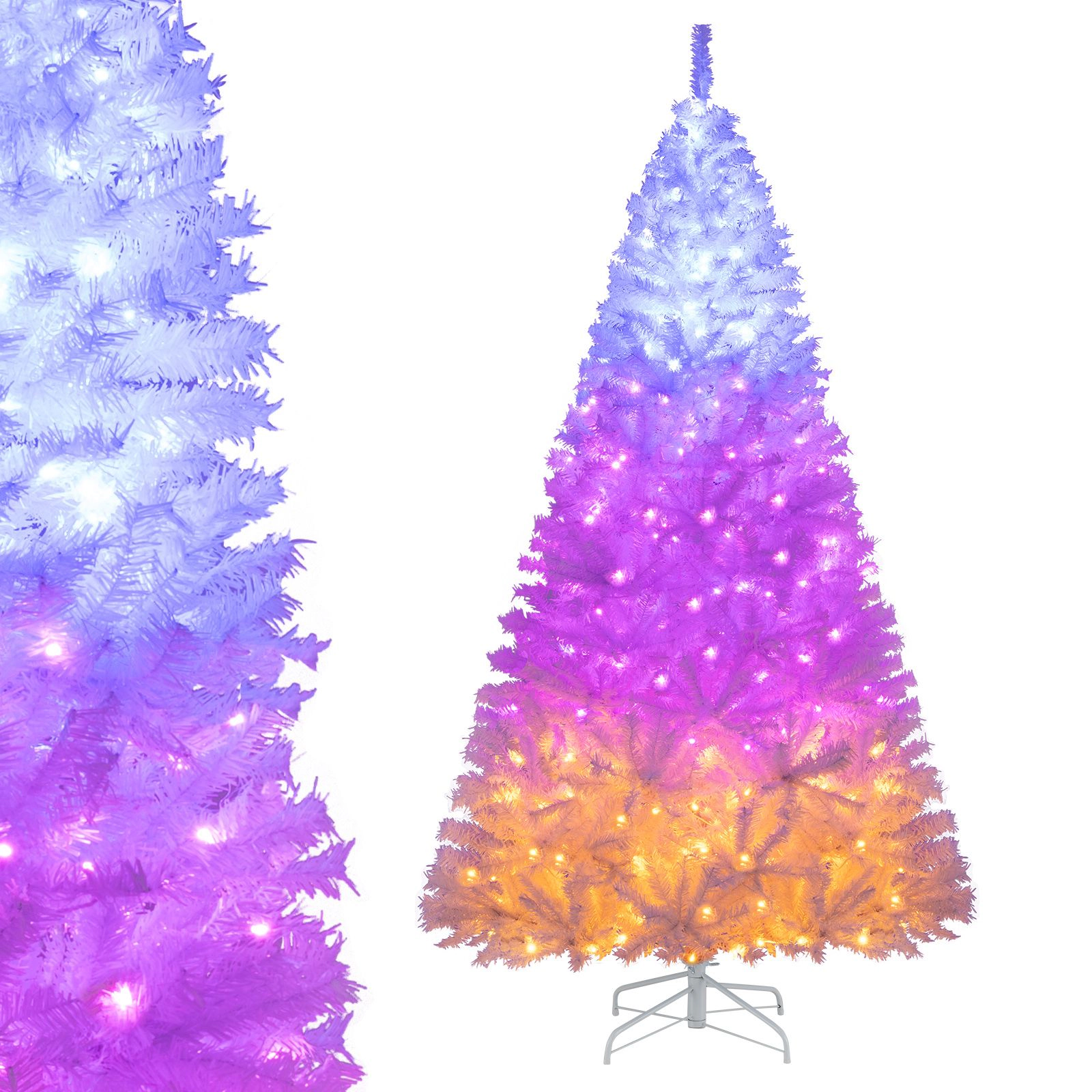 SlickBlue Pre Lit White Christmas Tree with Dual Color LED Lights