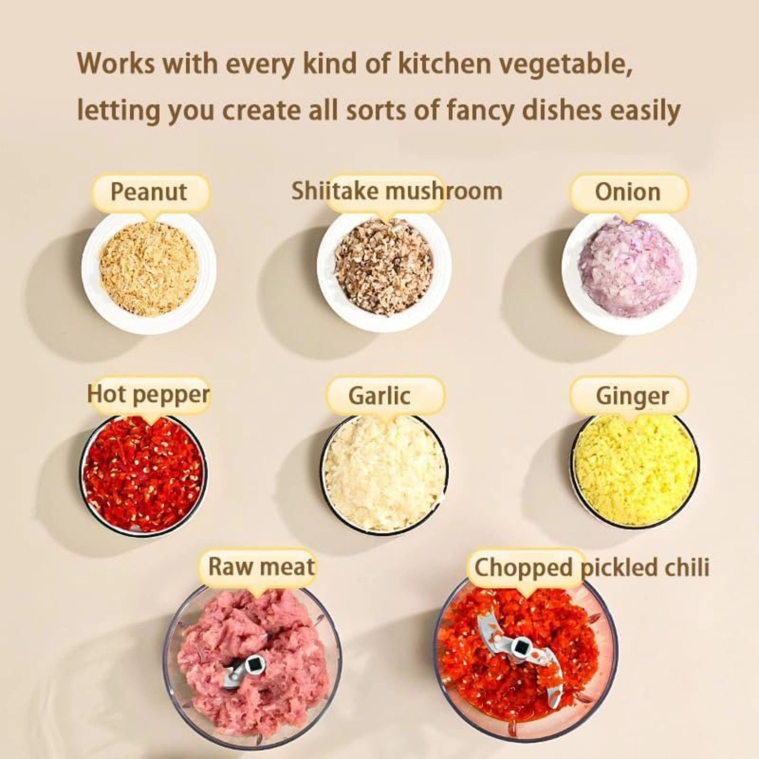 Home Collection Manual Pull Food Chopper Vegetable Processor Blender