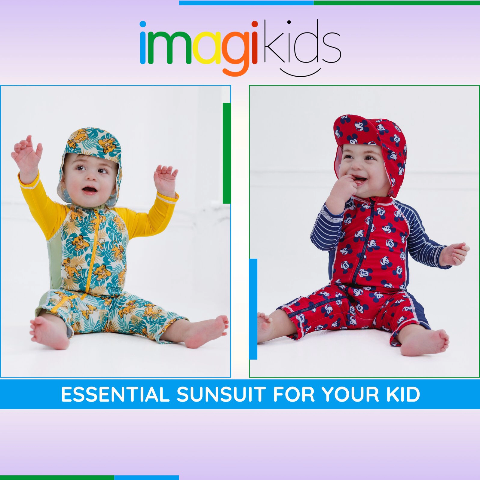 Disney Baby Boys' 2-Piece Swimwear Sunsuit and Hat Set