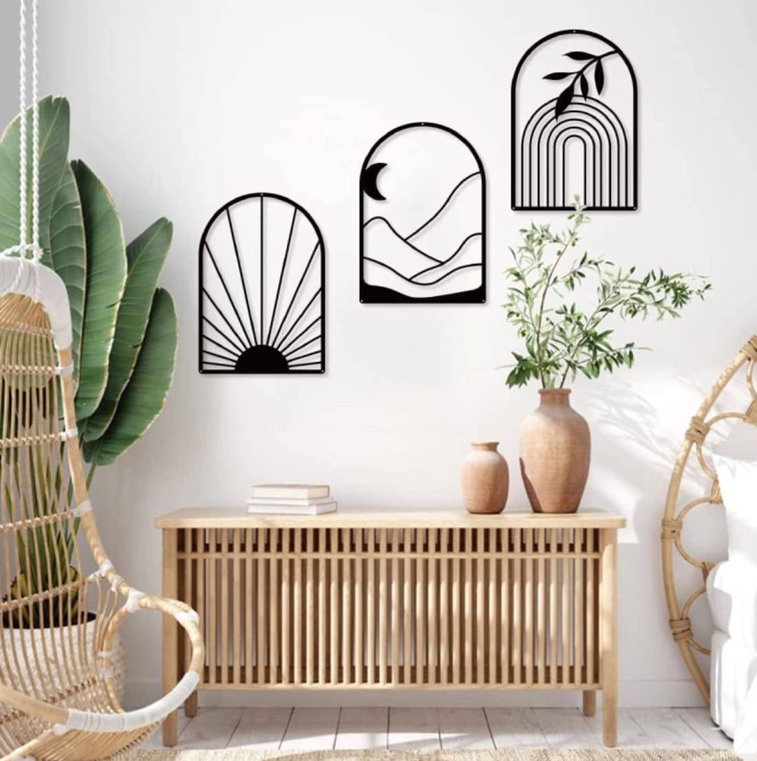 Living Hubss Bohemian Black Line Metal Wall Art