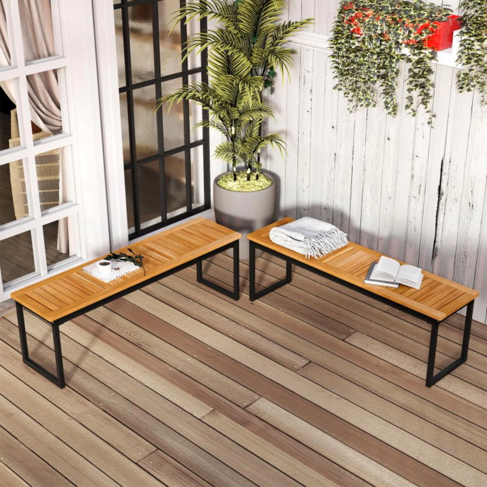Hivvago Set Of 2 Patio Dining Bench For 2-3 Person Indoor Outdoor