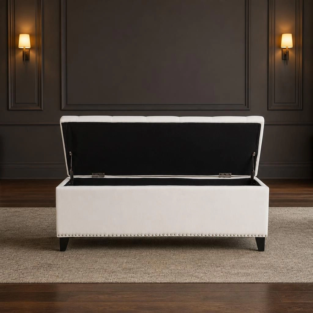 GOODSILO Long Rectangular Upholstered Ottoman Extra Seating