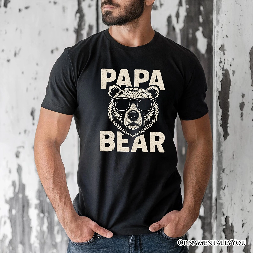 OrnamentallyYou Mens Papa Bear Sunglasses T-Shirt