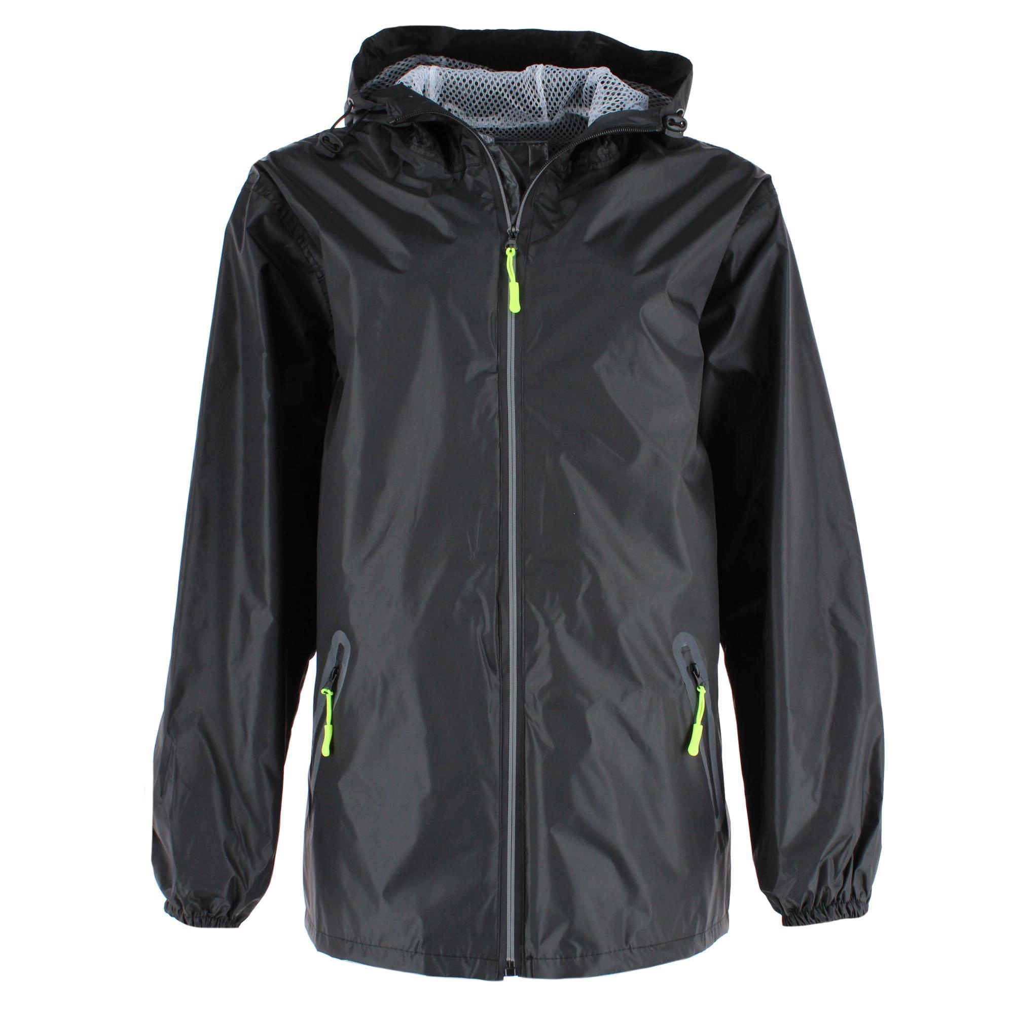 CTM Adult Reusable Water Resistant Rain Jacket with Hood and Pockets
