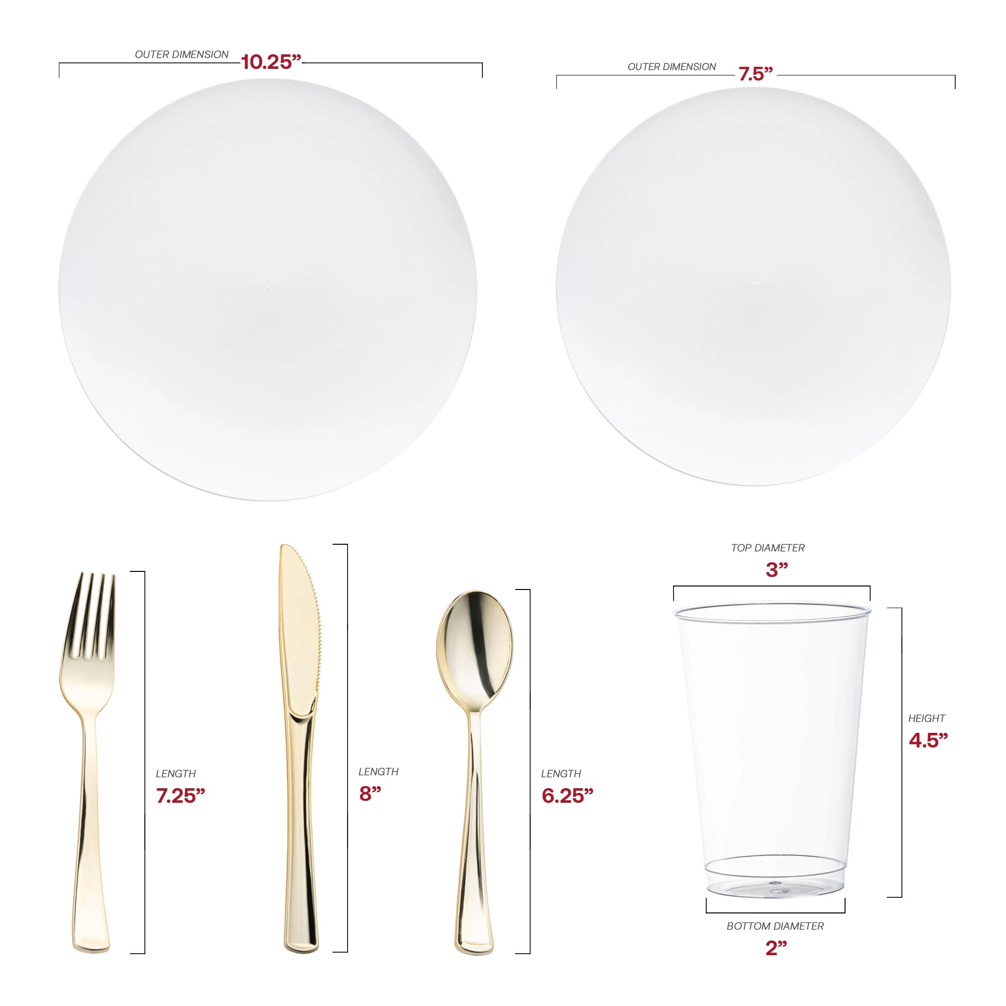 Smarty Had A Party Solid White Organic Round Disposable Plastic Wedding Value Set