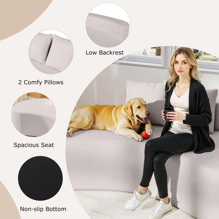 Hivvago Upholstered Curved Sofa With 2 Cozy Pillows