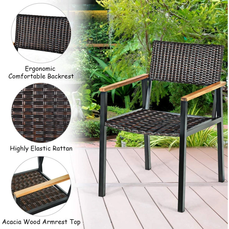 Hivvago Patented 7 Pieces Outdoor Dining Set With Large Acacia Wood Table Top